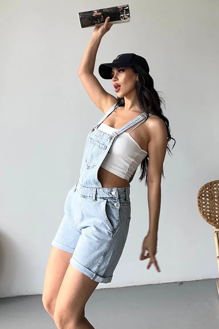 Askılı Salopet Şort - 27296 - TOFİSA