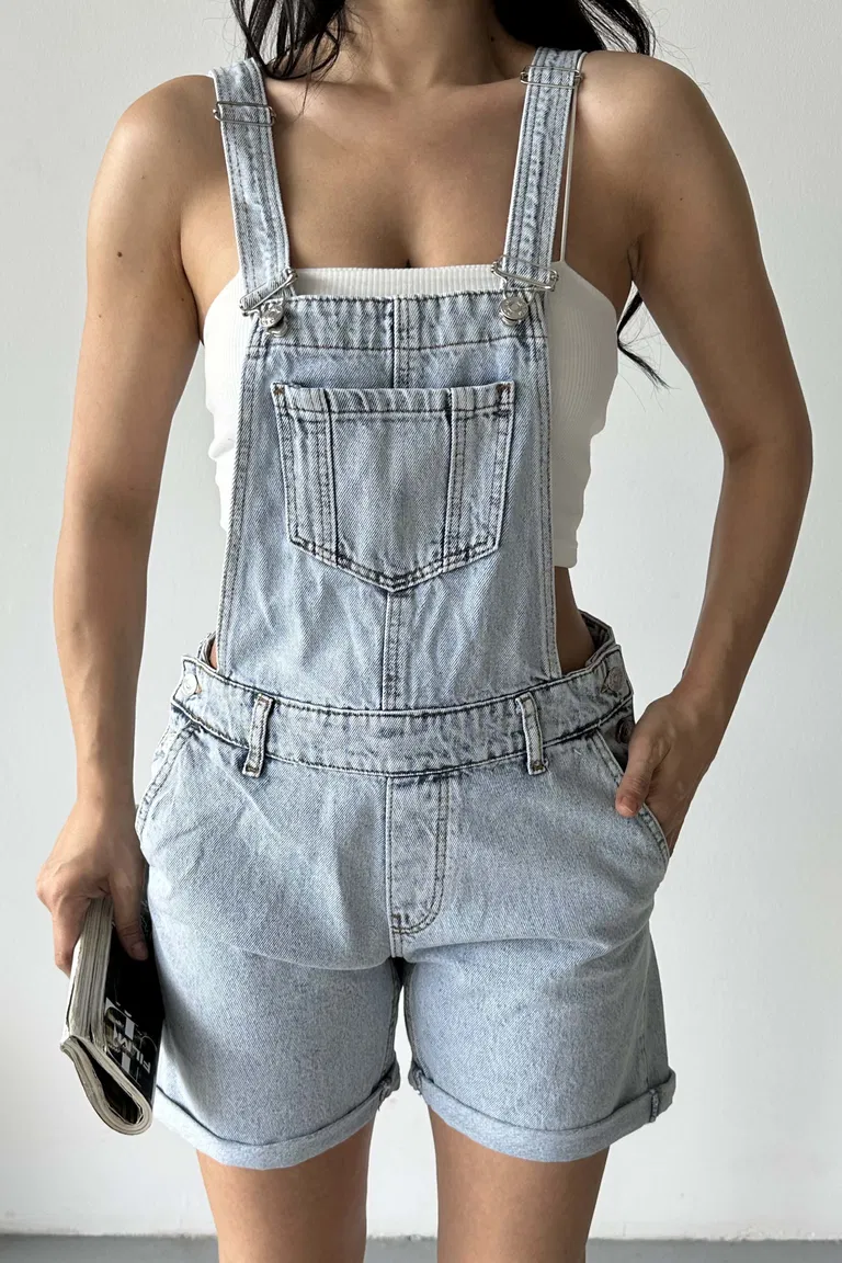 Askılı Salopet Şort - 27296 - TOFİSA