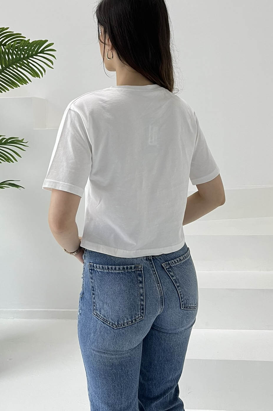 Ayıcık Nakışlı Kısa Kollu T-Şhirt Beyaz - 27030 - 6