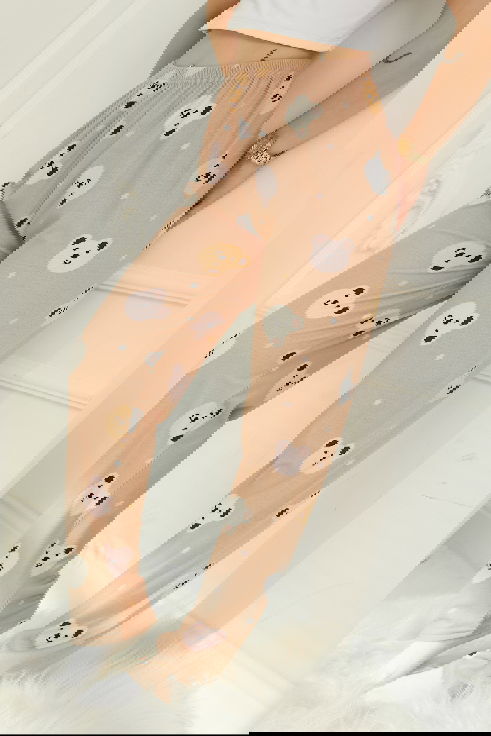 Ayıcıklı Pijama Altı Bej - 26811 - 3