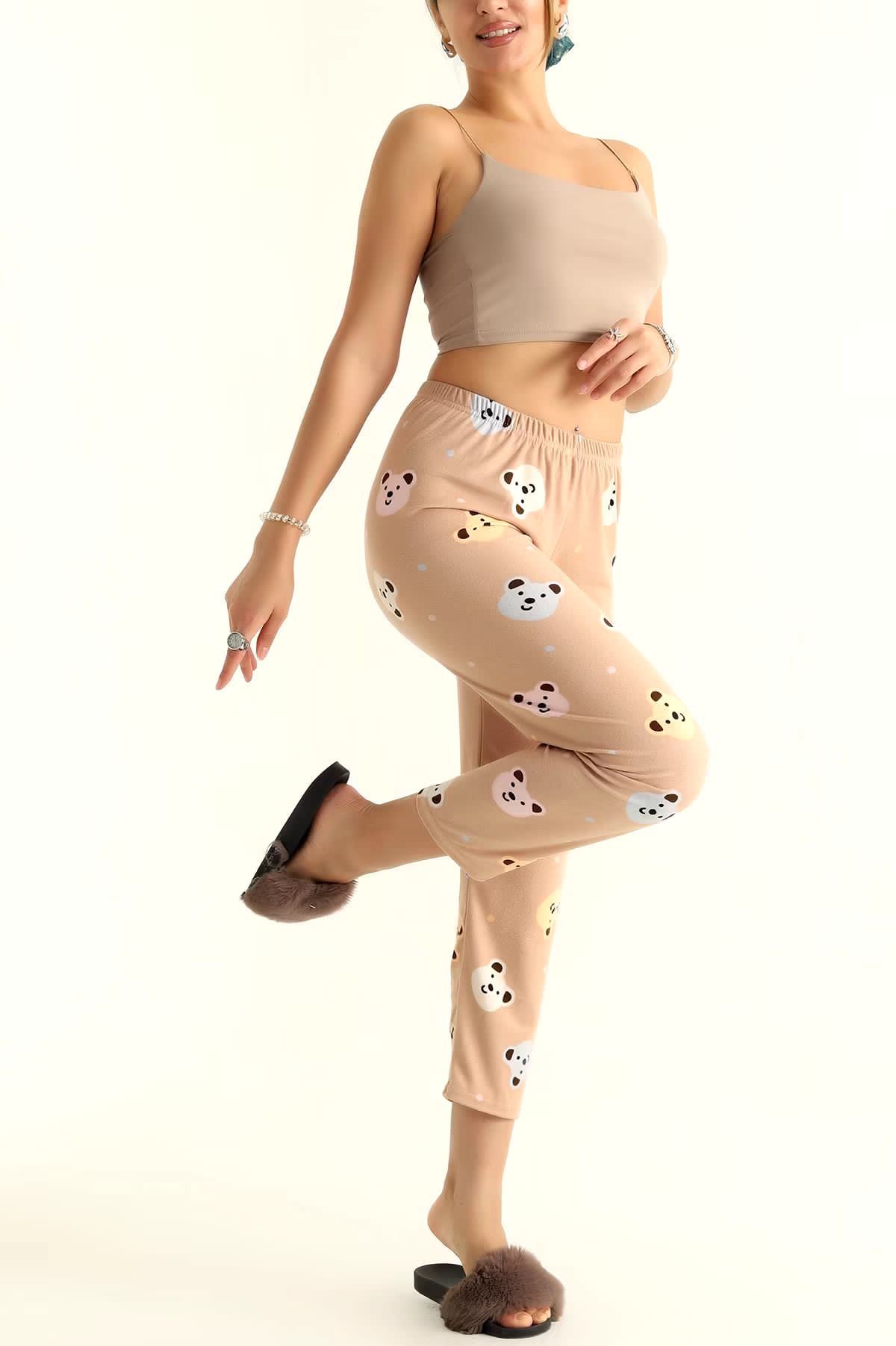 Ayıcıklı Pijama Altı Bej - 26811 - 4