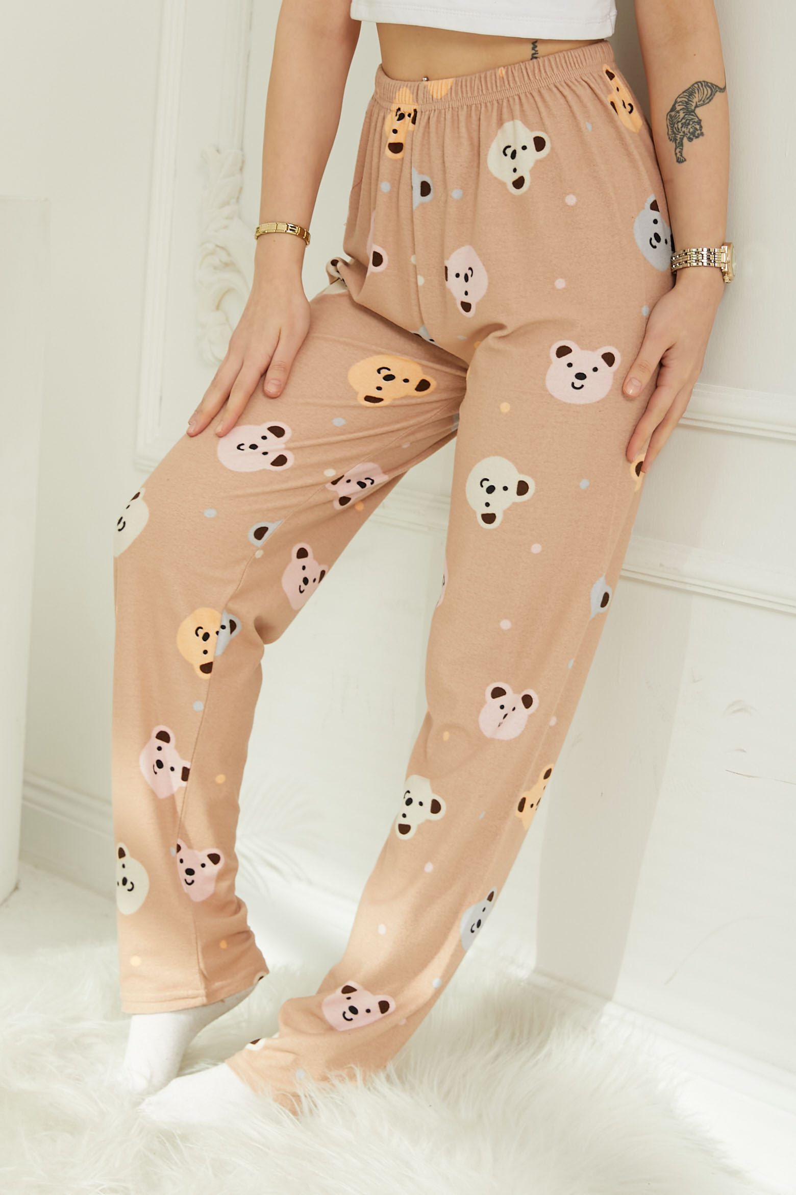 Ayıcıklı Pijama Altı Bej - 26811 - 5