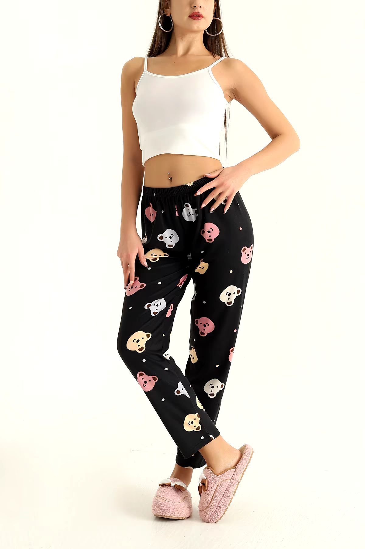 Ayıcıklı Pijama Altı Siyah - 26811 - 3