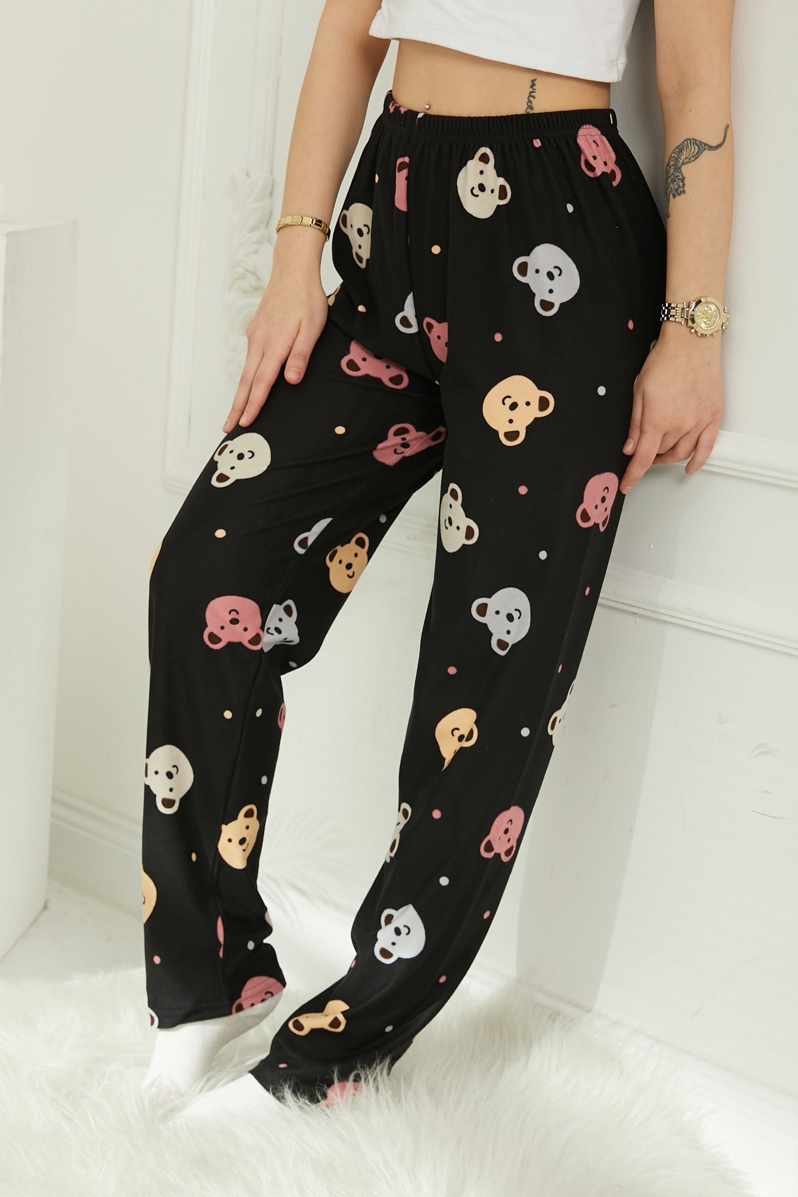 Ayıcıklı Pijama Altı Siyah - 26811 - 5