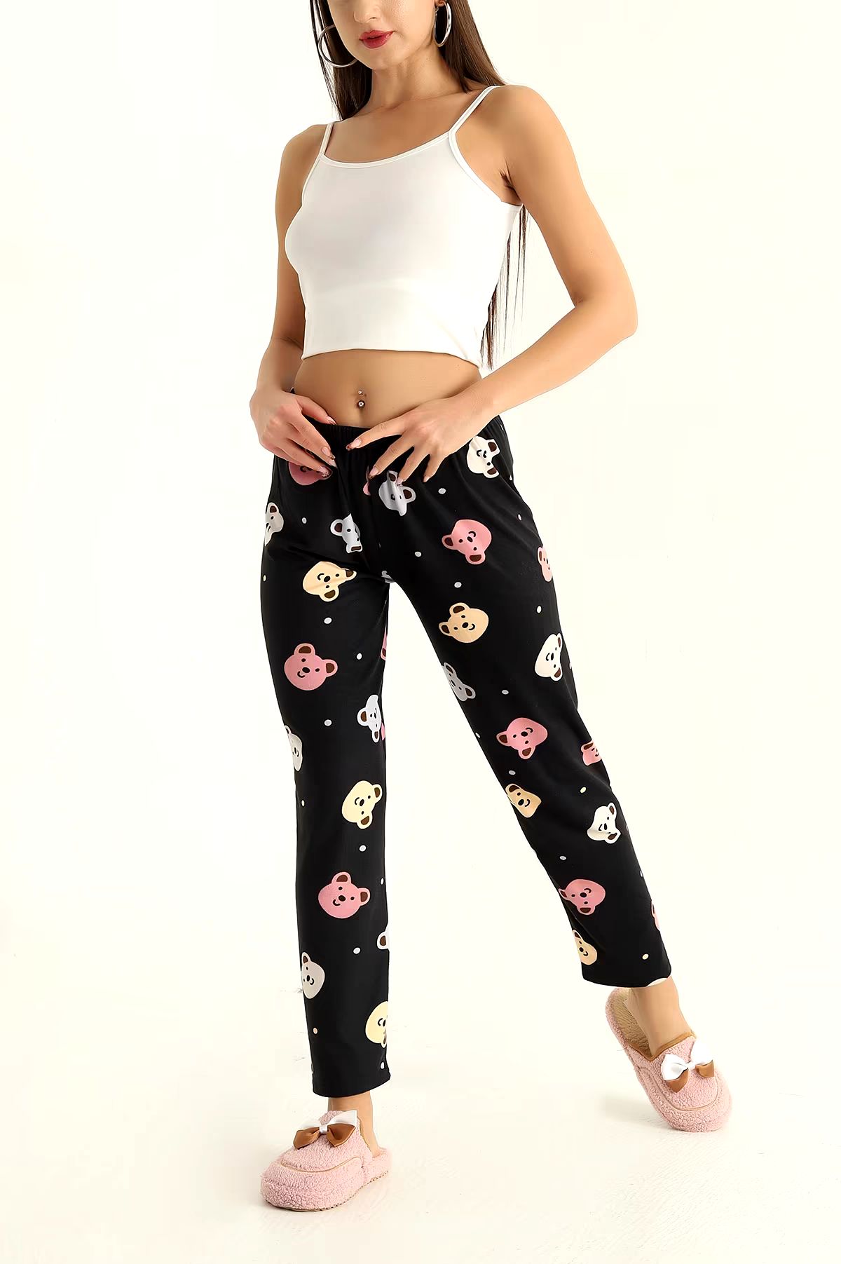 Ayıcıklı Pijama Altı Siyah - 26811 - 6