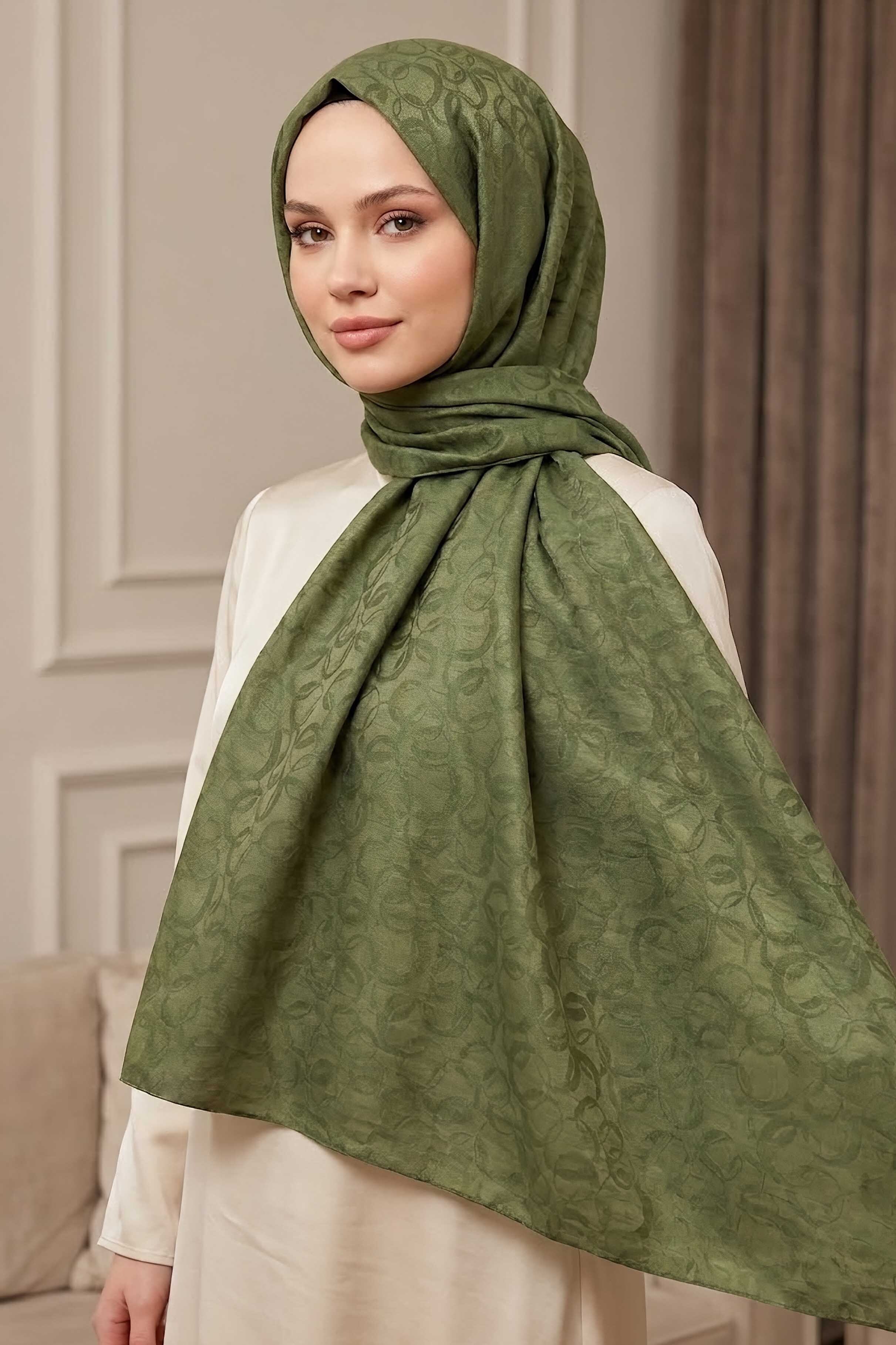 Ayrobin Jakar Desenli Şal Haki - 28671-HAKI - 1