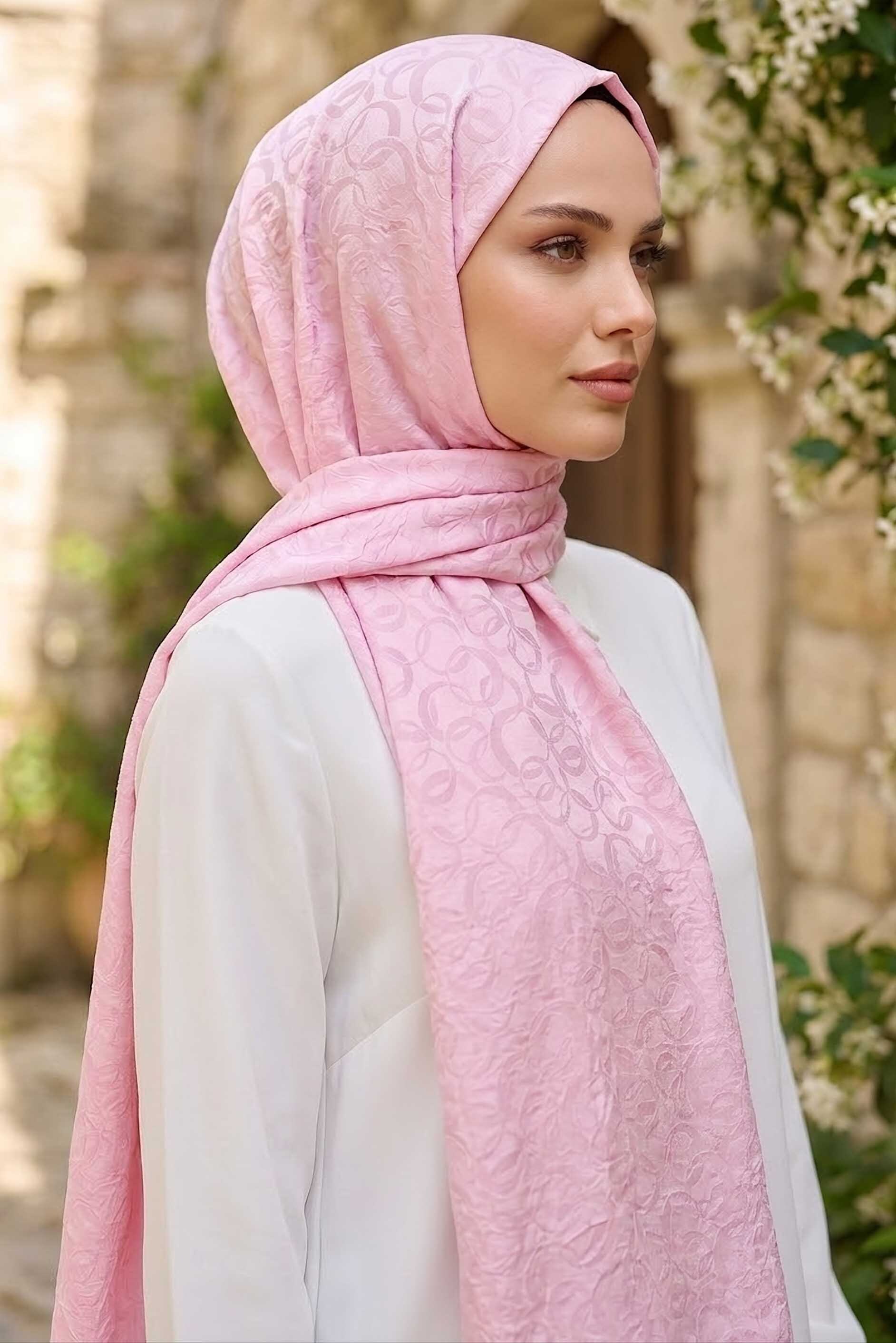 Ayrobin Jakar Desenli Şal Pembe - 28671-PEMBE - 2