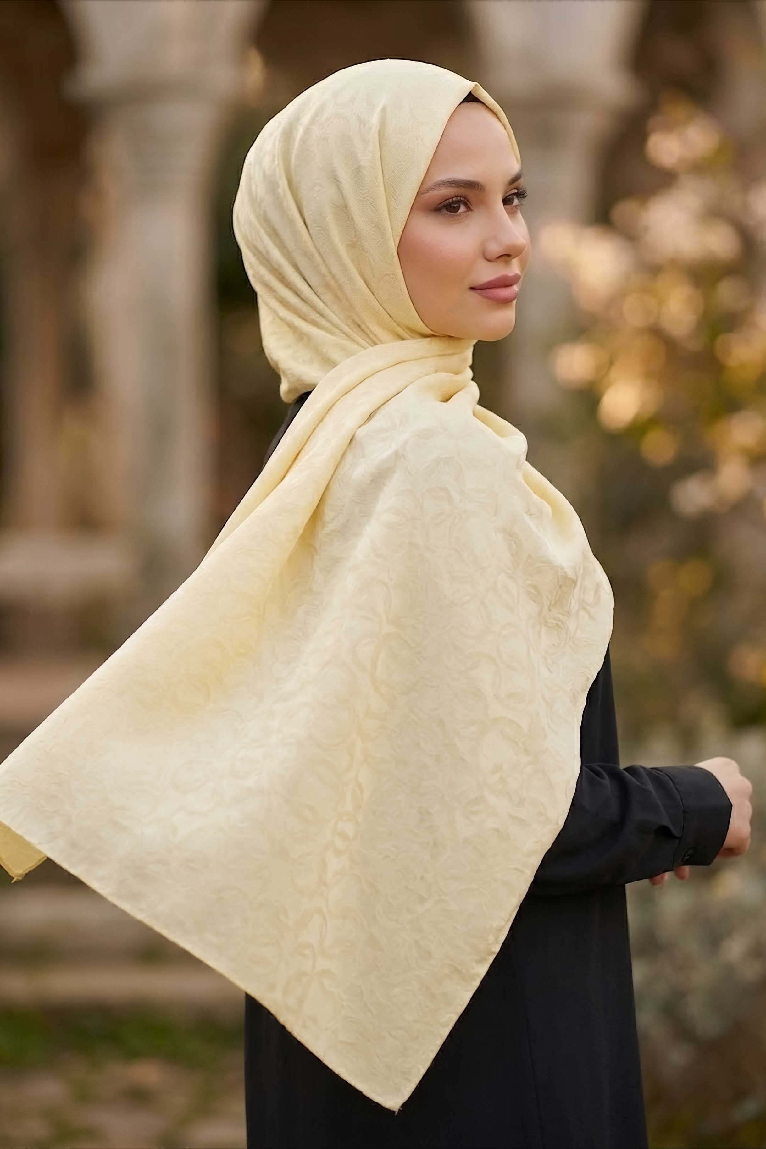 Ayrobin Jakar Desenli Şal Sari - 28671-SARI - 1
