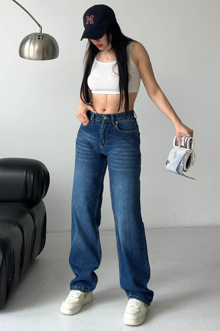 Baggy Bıyık Kot Pantolon - 28277-MAVI - 1