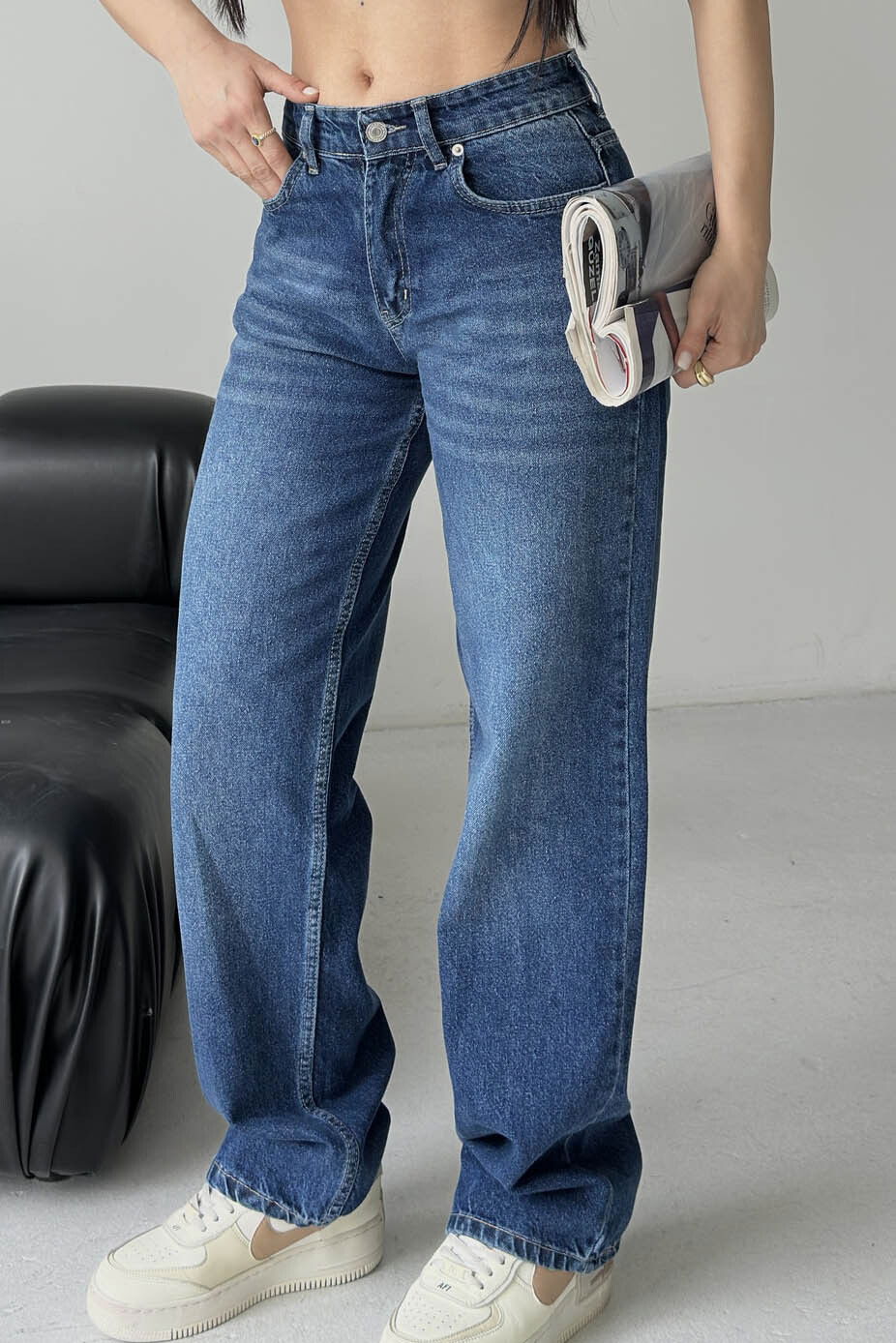 Baggy Bıyık Kot Pantolon - 28277-MAVI - 2