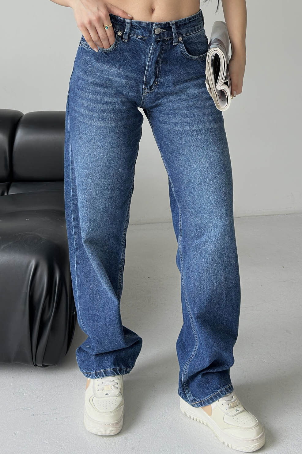 Baggy Bıyık Kot Pantolon - 28277-MAVI - 4