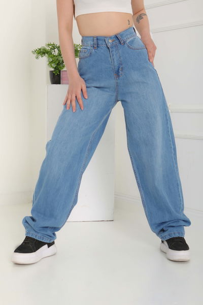 Baggy Kot Pantolon Acik Mavi - 27097 