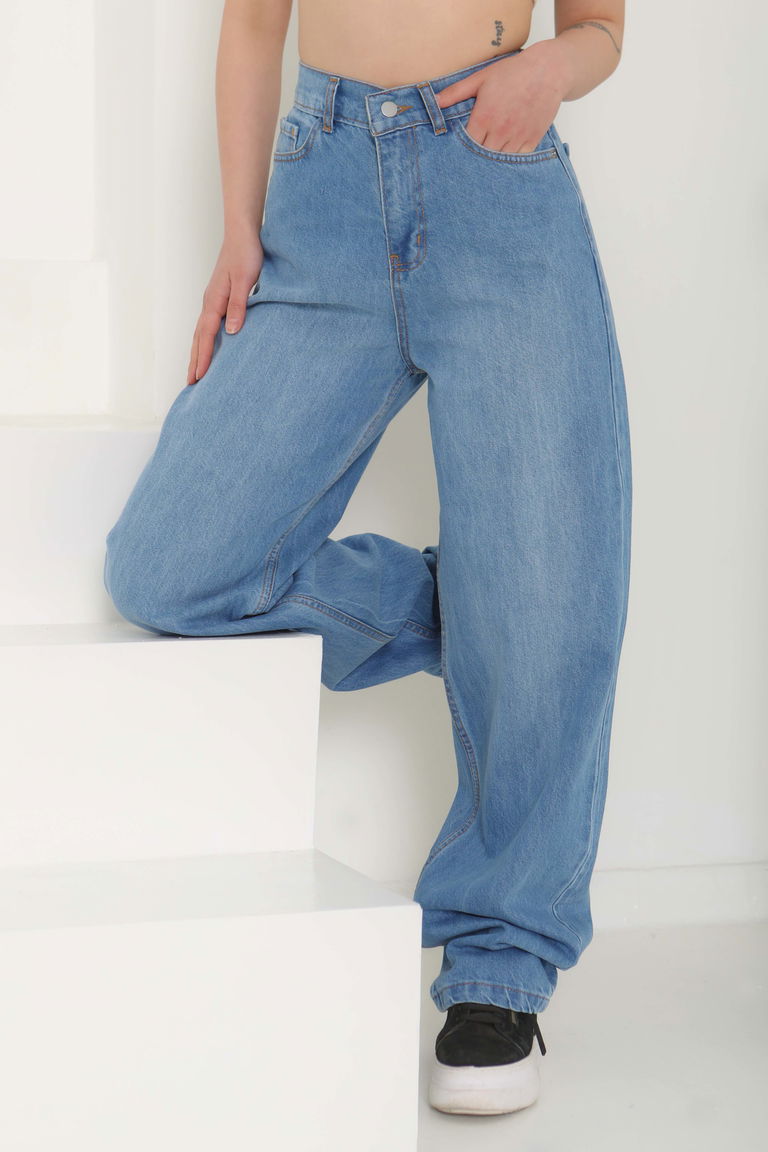 Baggy Kot Pantolon Acik Mavi - 27097 - TOFİSA