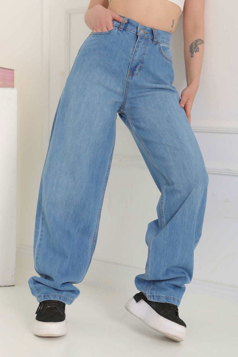 Baggy Kot Pantolon Acik Mavi - 27097 - TOFİSA