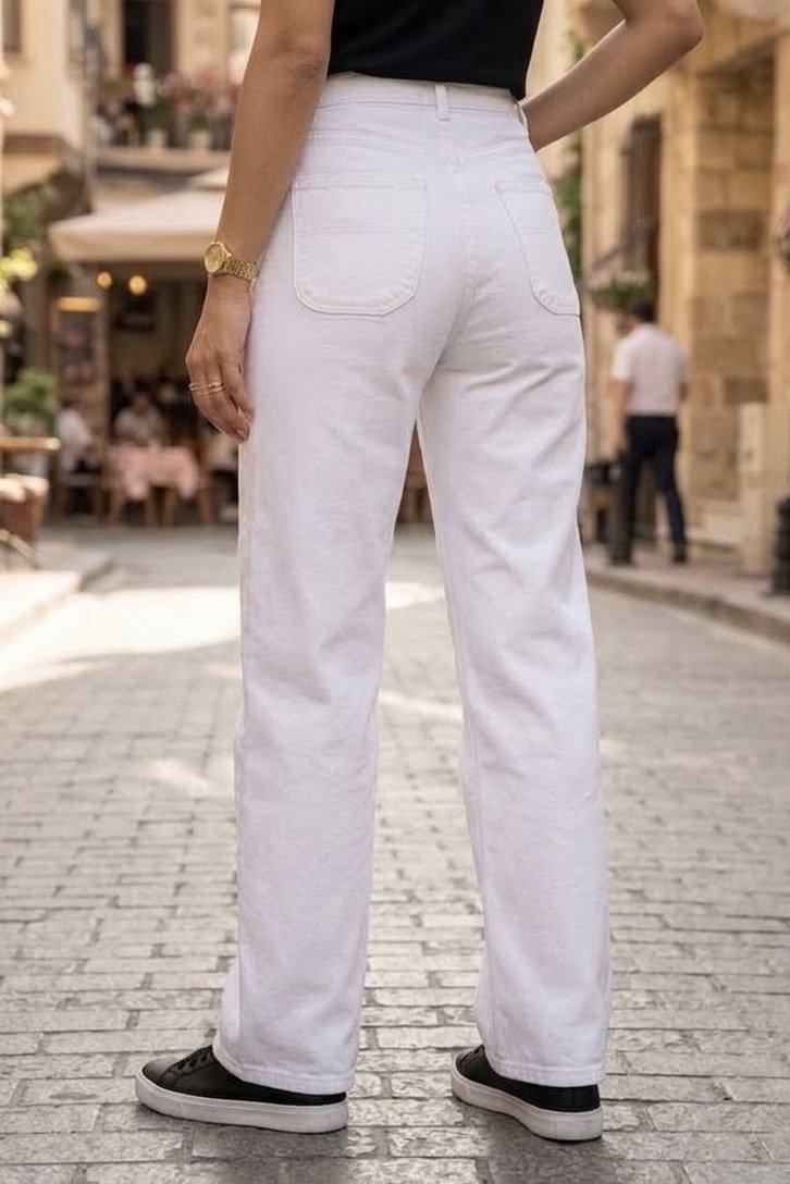 Baggy Kot Pantolon Beyaz - 29072-BEYAZ - 3