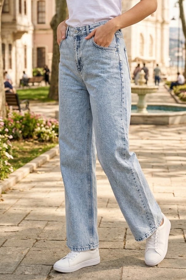Baggy Kot Pantolon Buz Mavi - 29072-BUZ-MAVI - 1