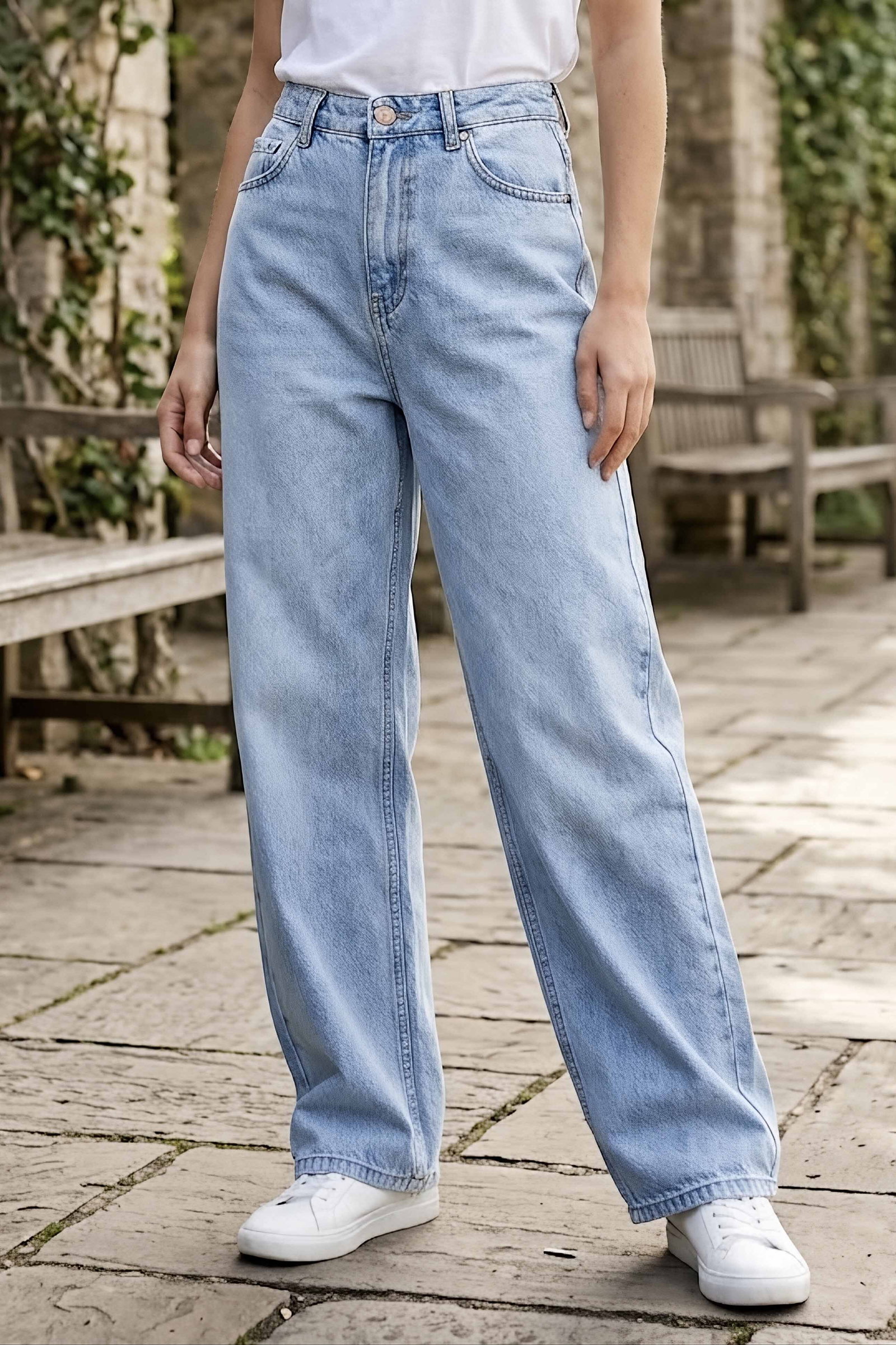 Baggy Kot Pantolon Buz Mavi - K3006-BUZ-MAVI - 1