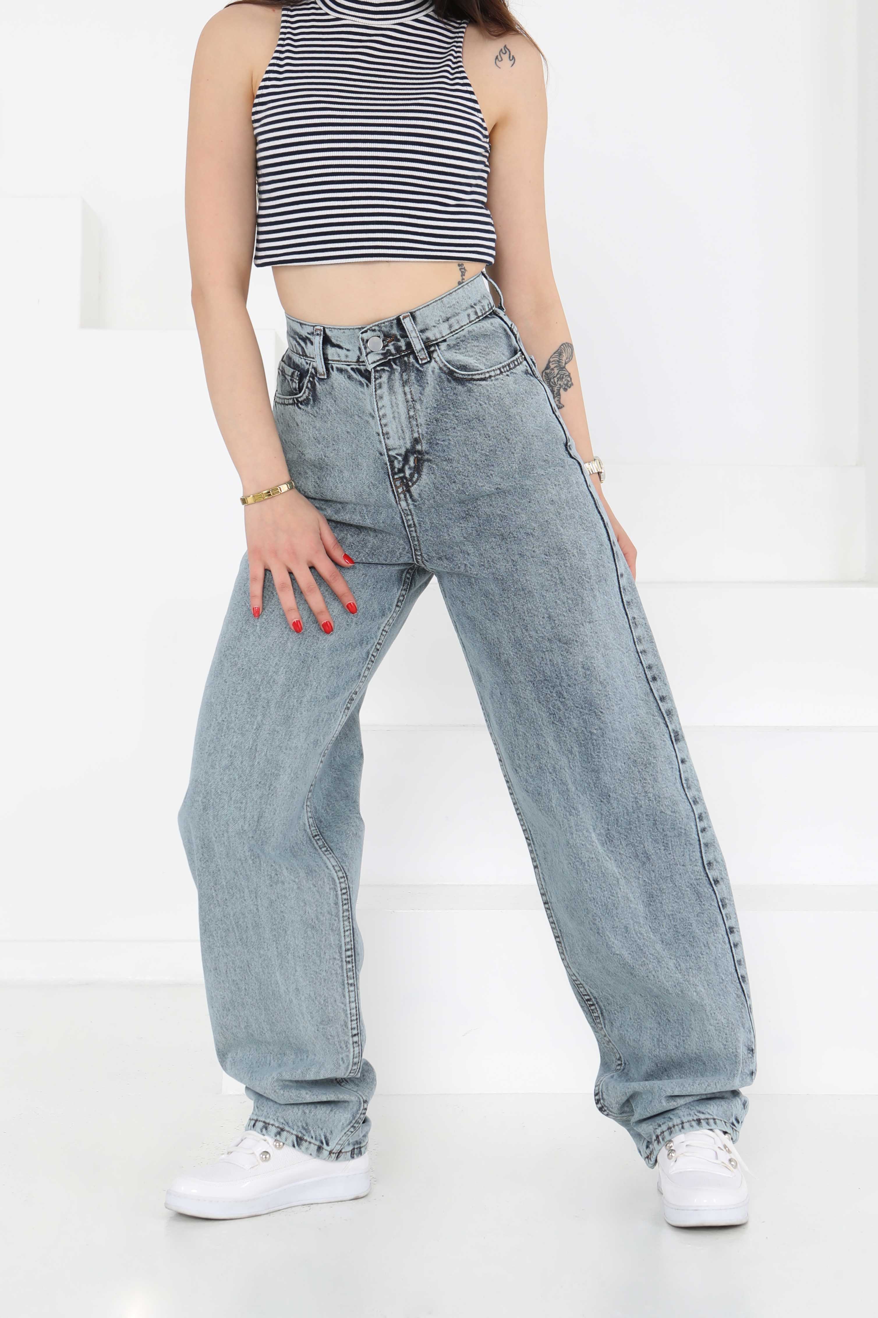 Baggy Kot Pantolon Buz Mavisi - 27097 - 1