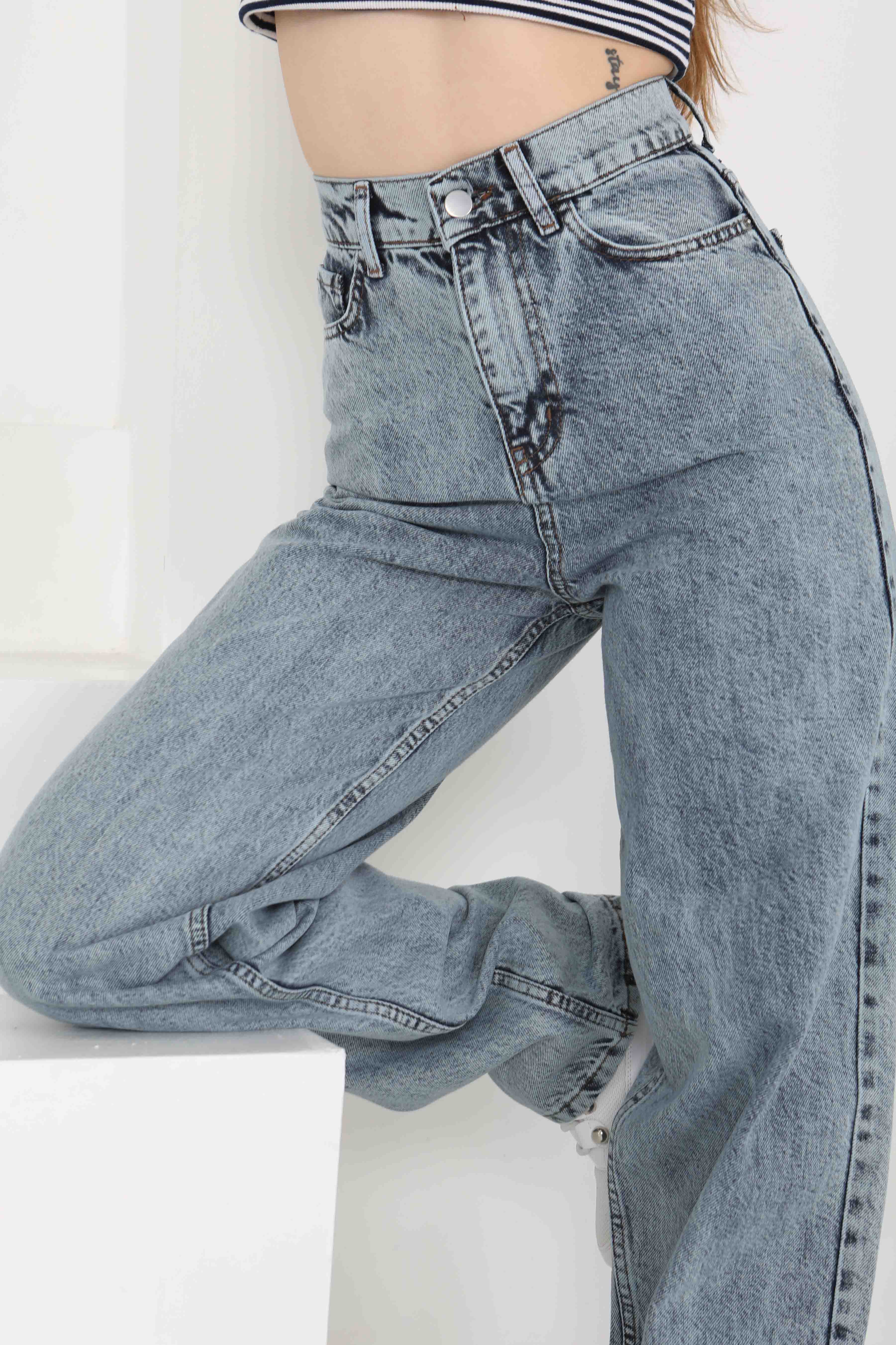 Baggy Kot Pantolon Buz Mavisi - 27097 - 2