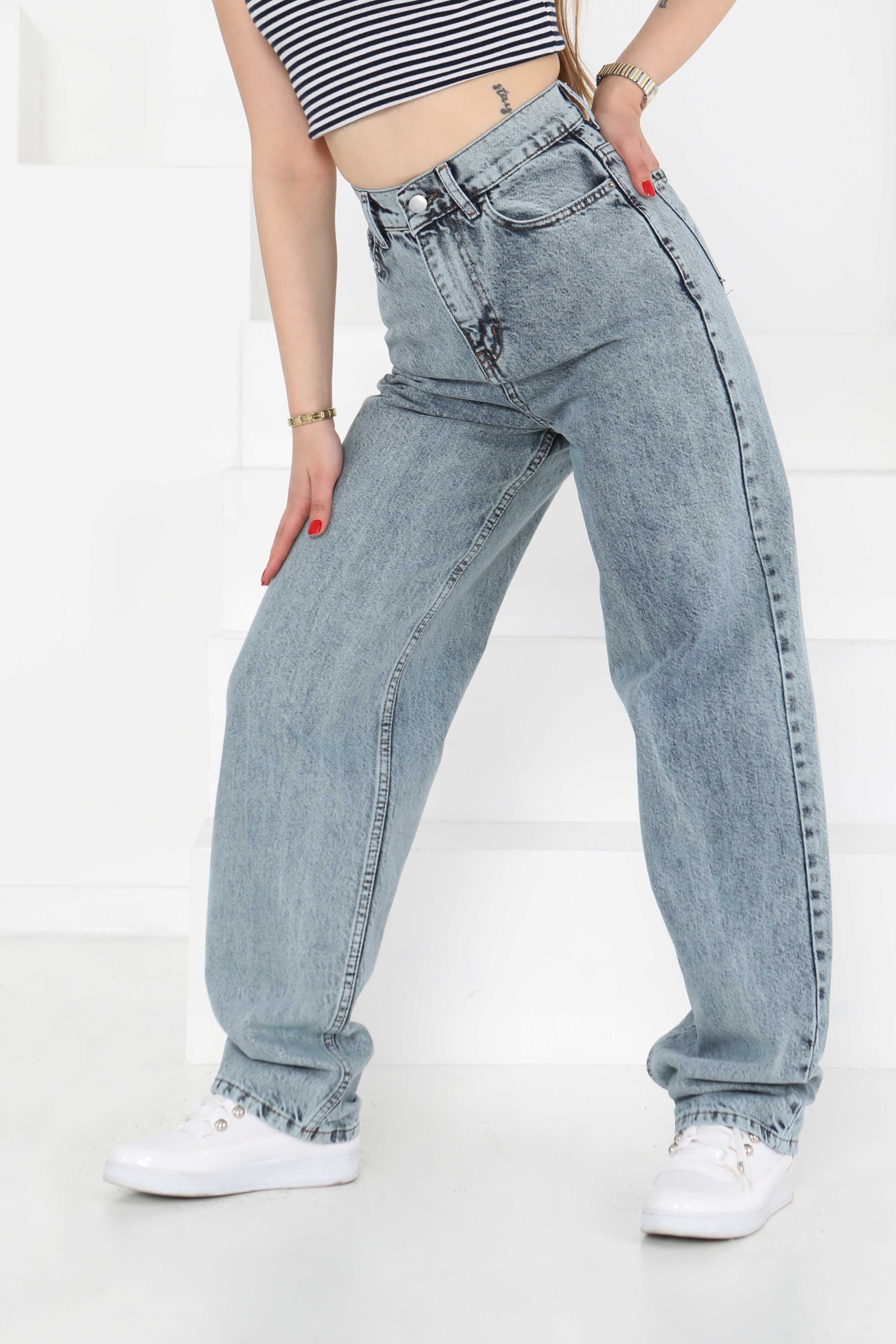Baggy Kot Pantolon Buz Mavisi - 27097 - 3