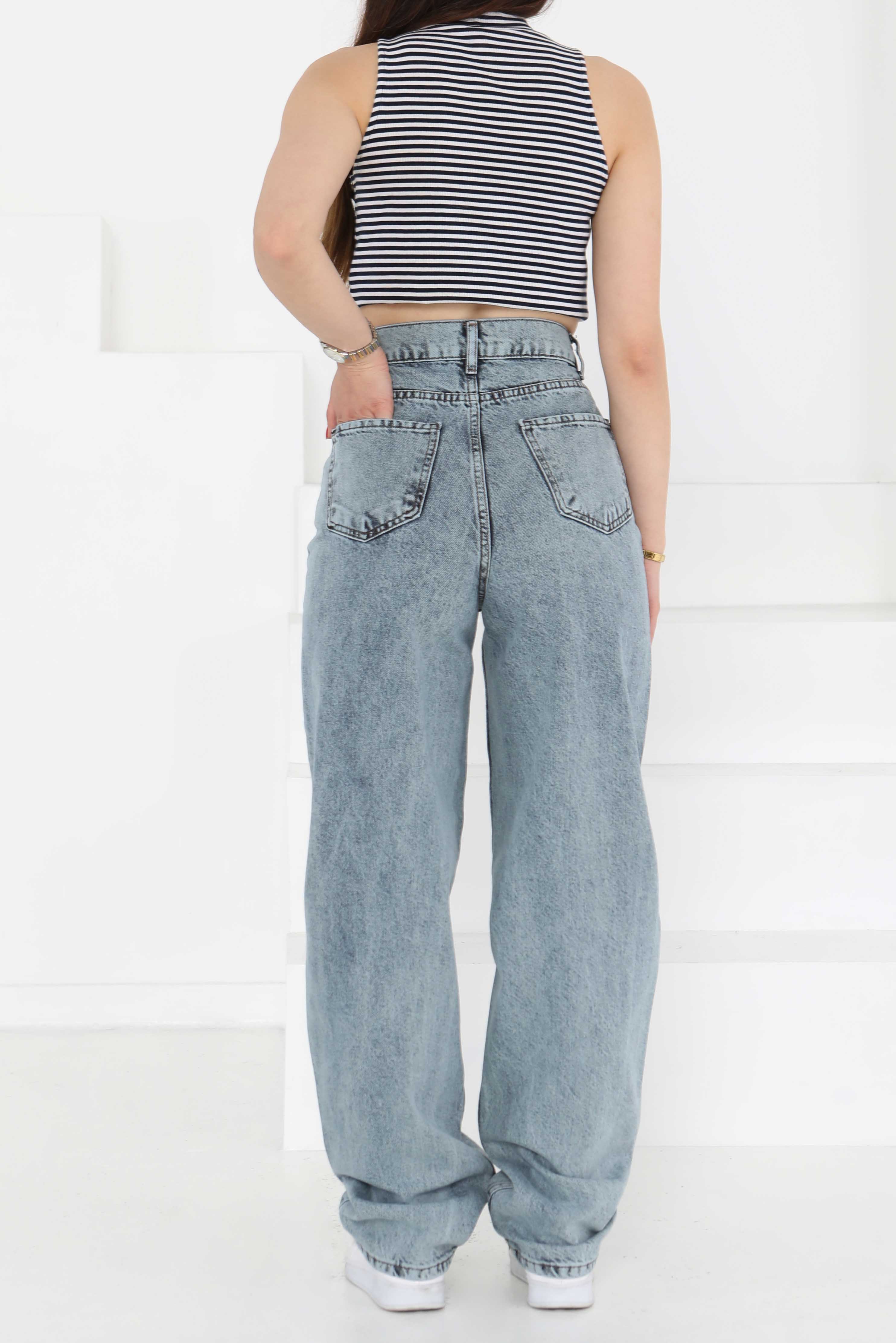 Baggy Kot Pantolon Buz Mavisi - 27097 - 9