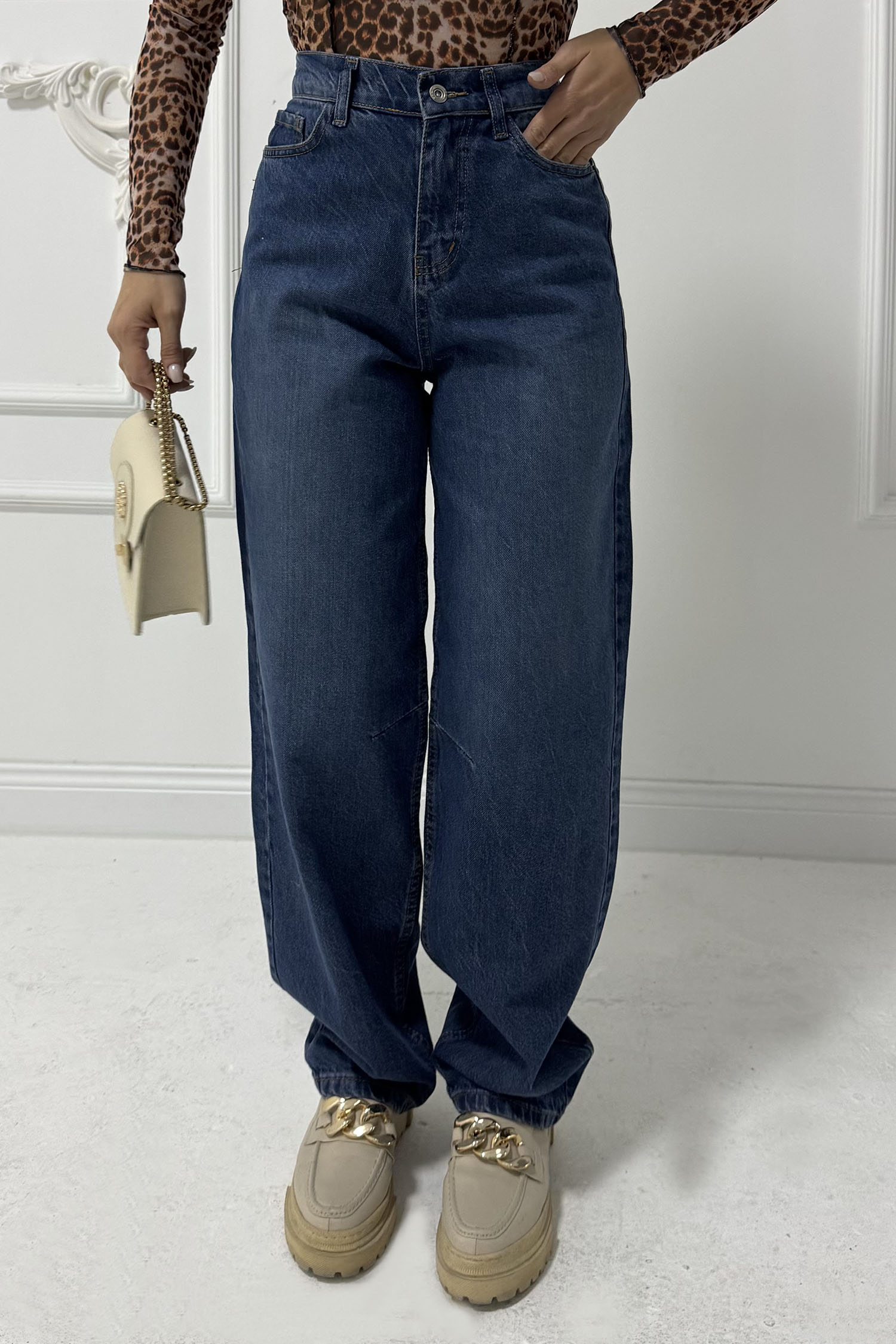 Baggy Kot Pantolon Koyu Mavi - 26755 - 5