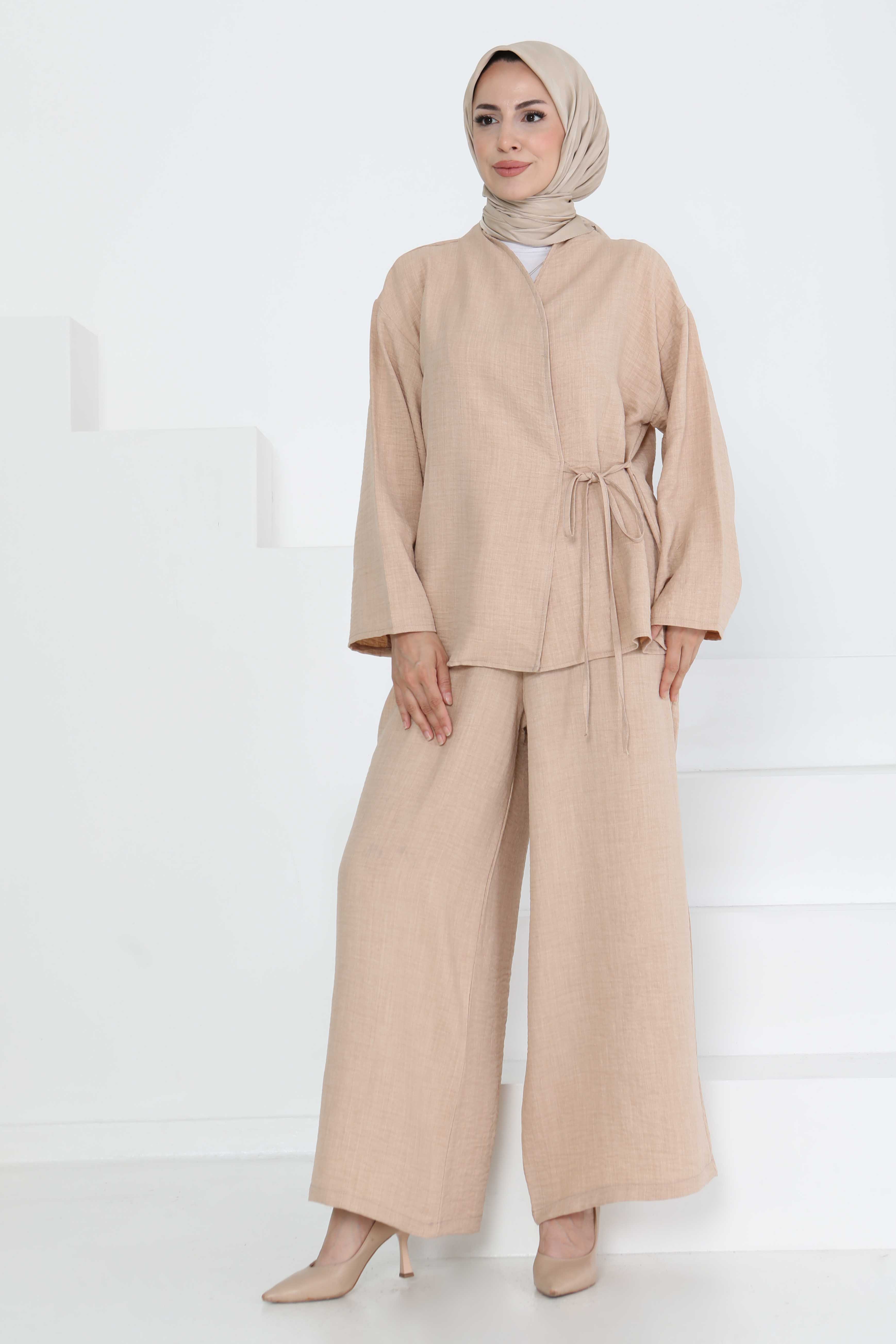 Bağlamalı Ceket Pantolon - 27258 - 4