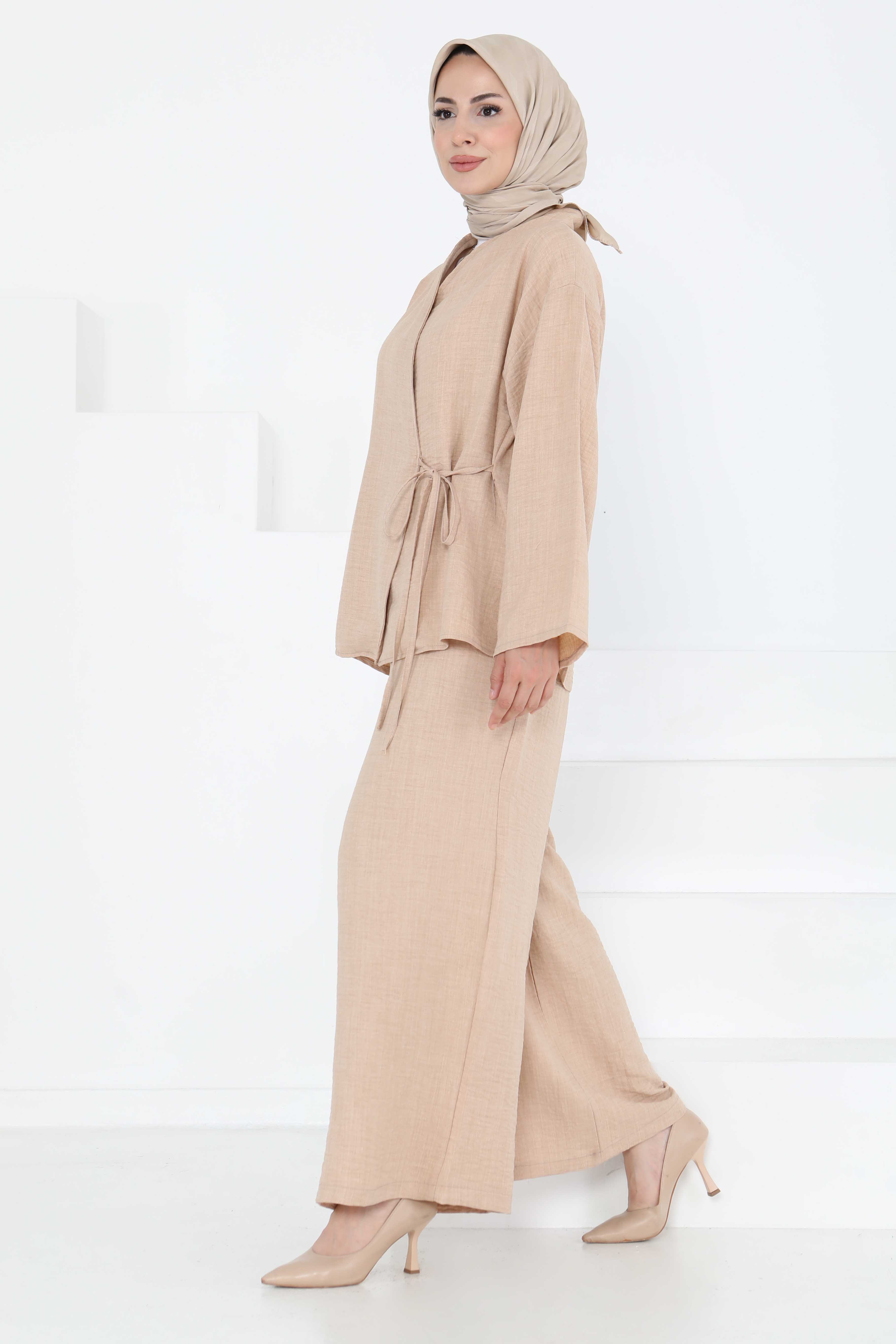 Bağlamalı Ceket Pantolon - 27258 - 5