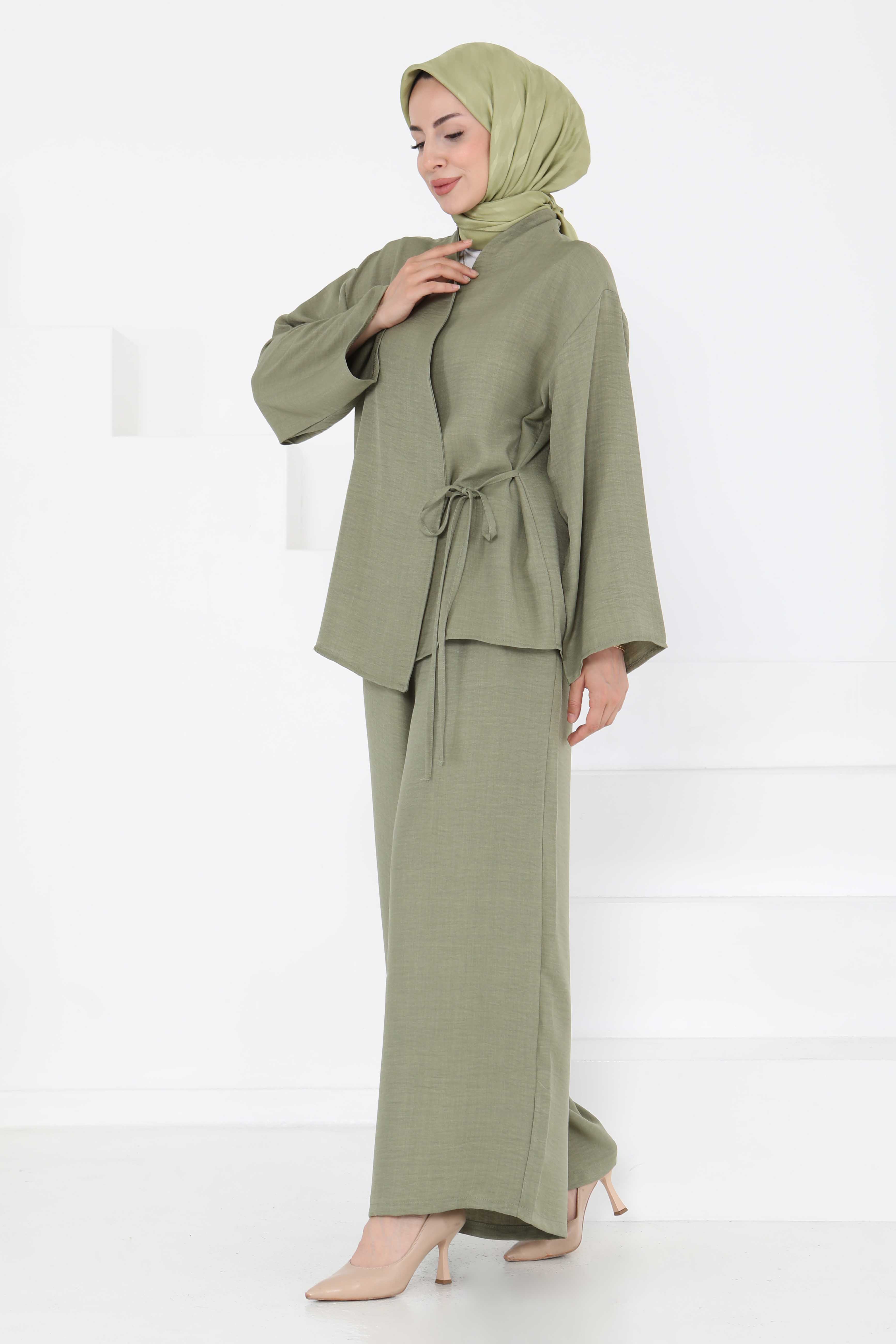 Bağlamalı Ceket Pantolon - 27258 - 3