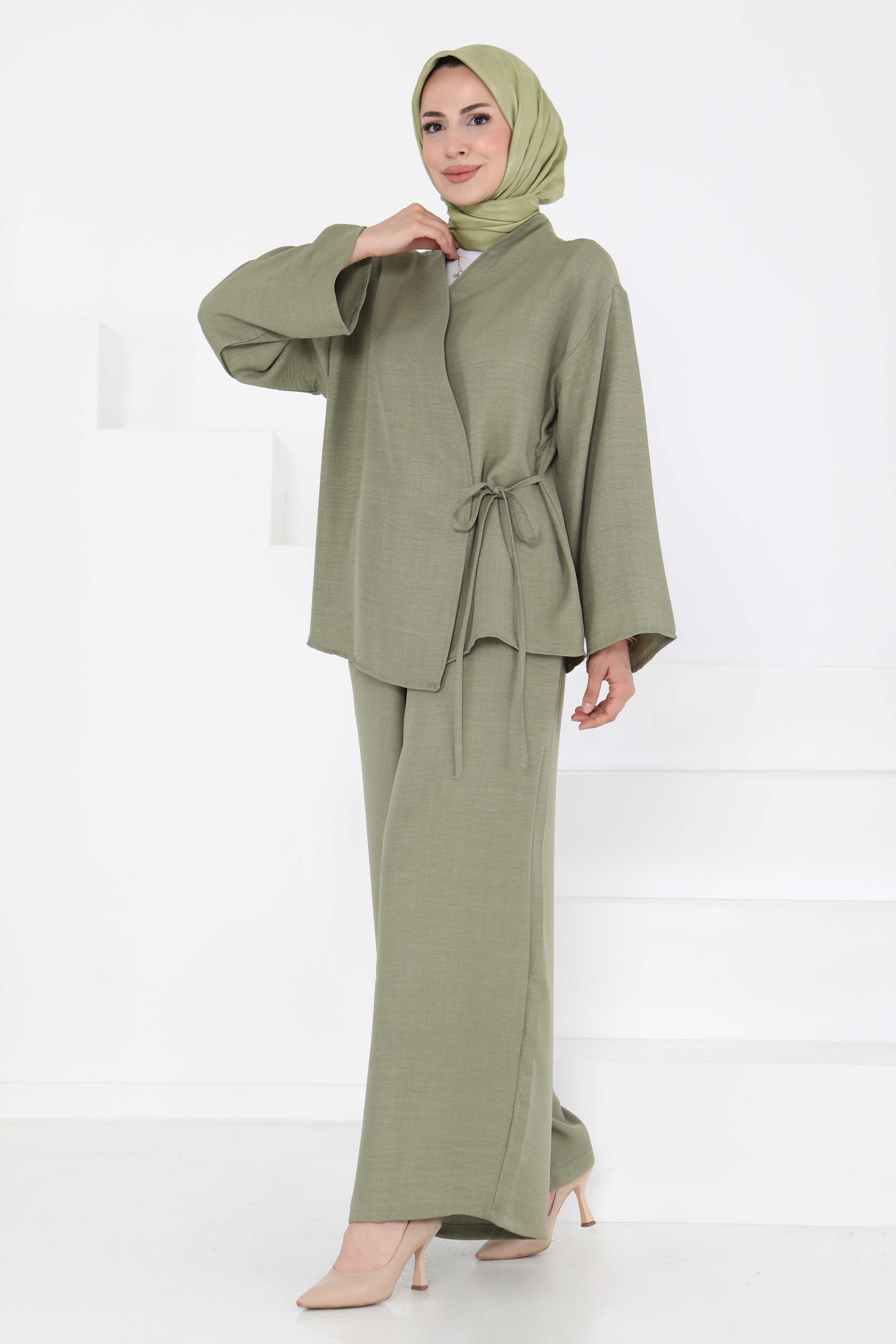 Bağlamalı Ceket Pantolon - 27258 - 4