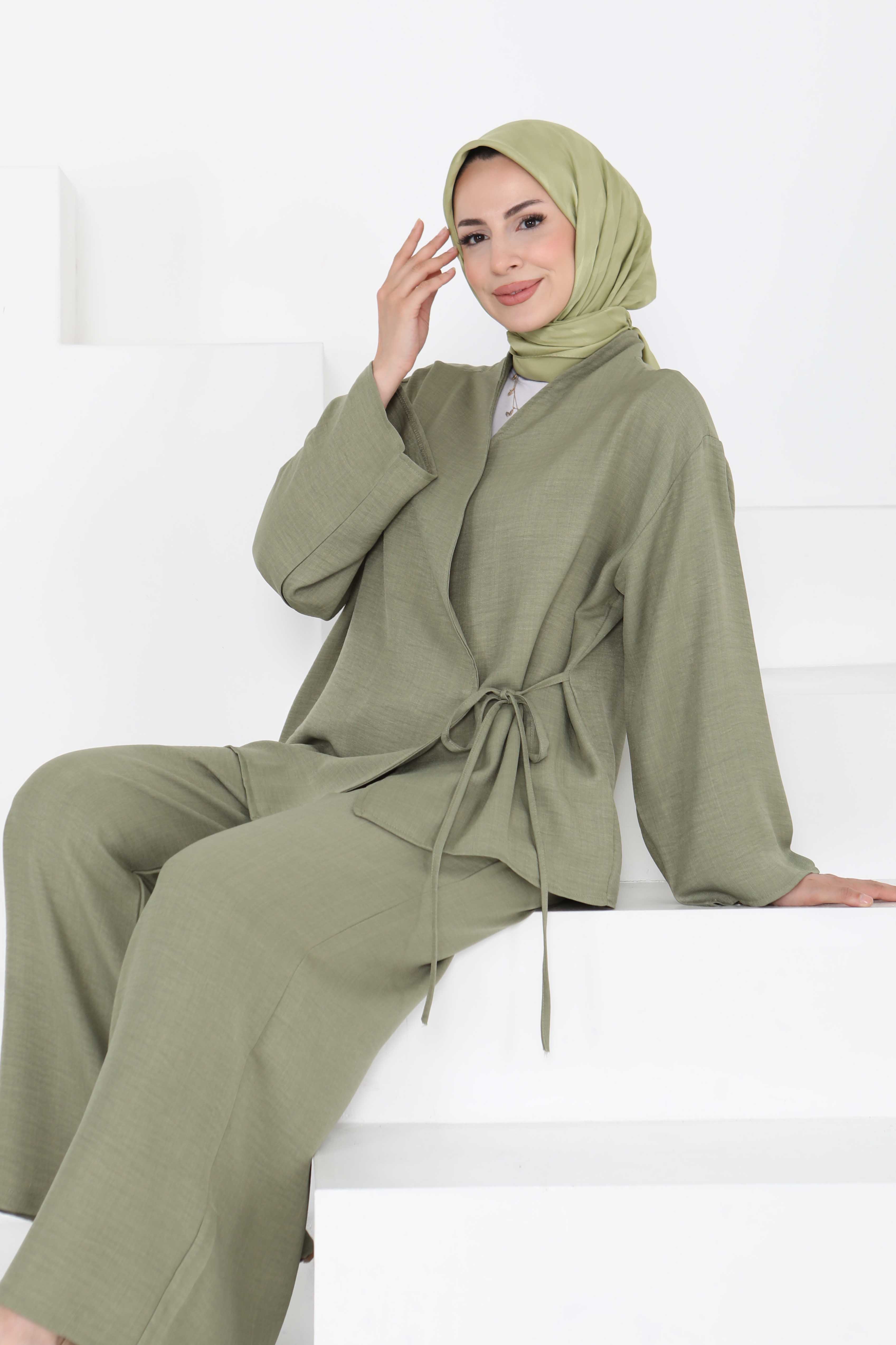 Bağlamalı Ceket Pantolon - 27258 - 6