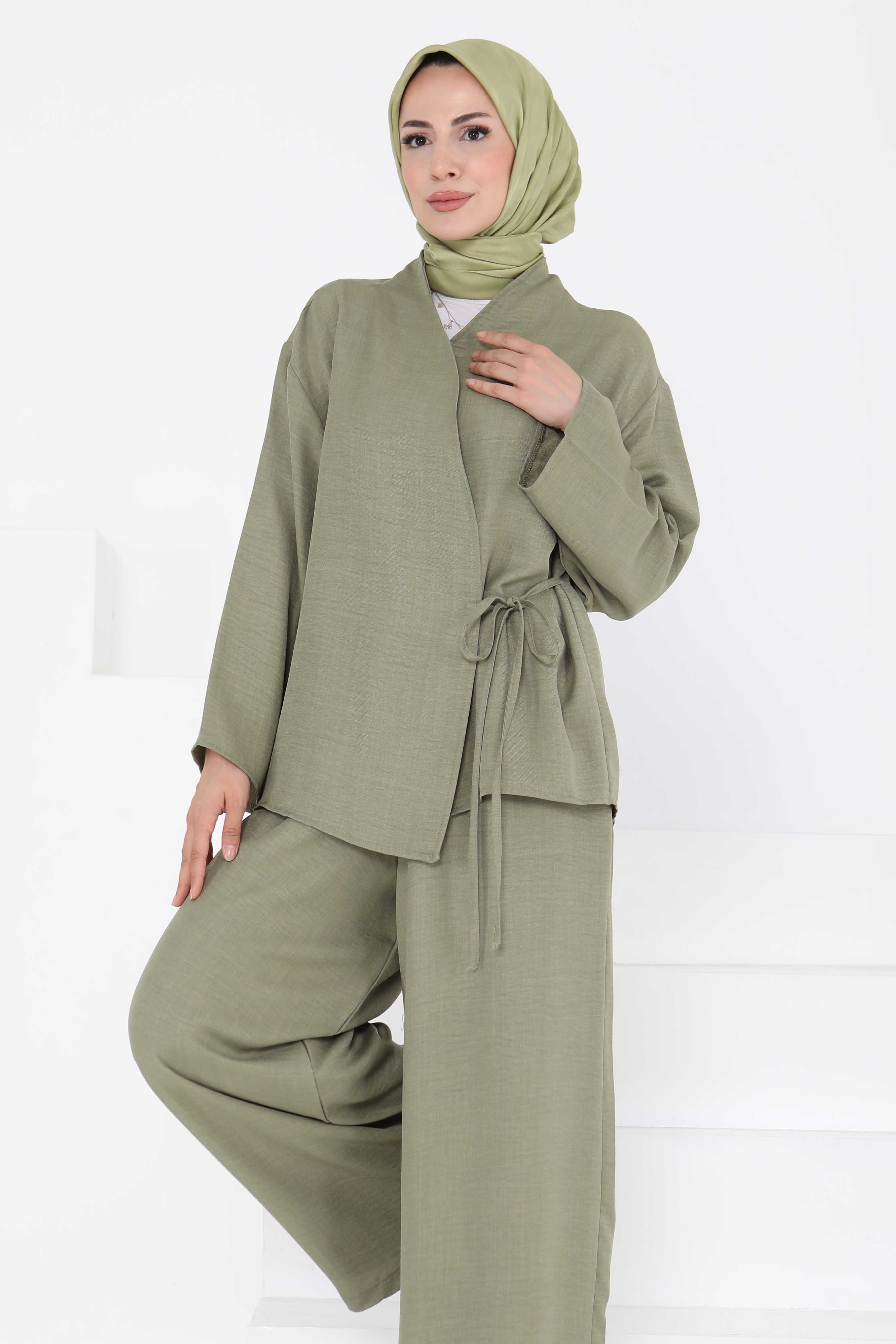 Bağlamalı Ceket Pantolon - 27258 - 7