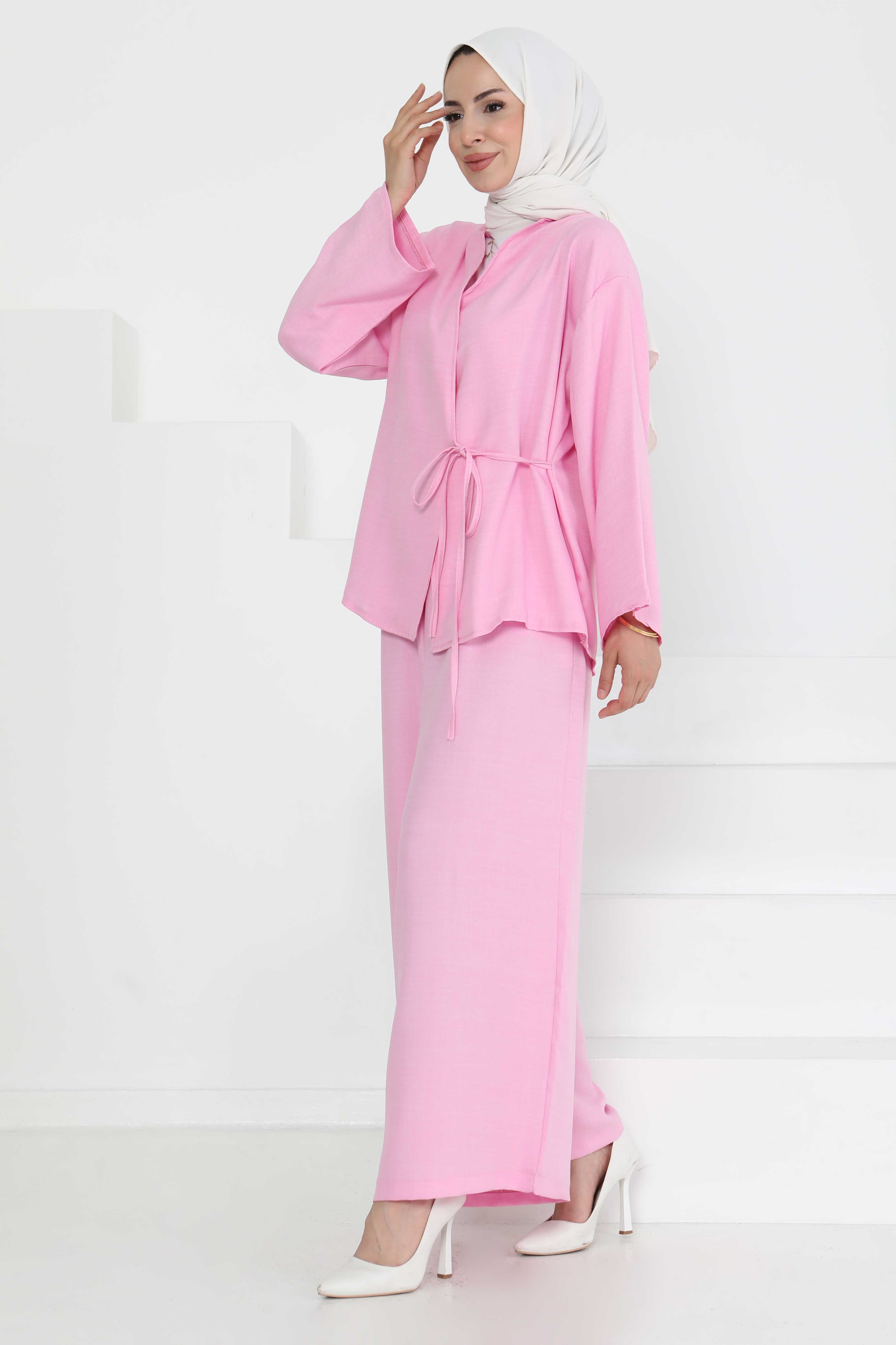 Bağlamalı Ceket Pantolon - 27258 - 3