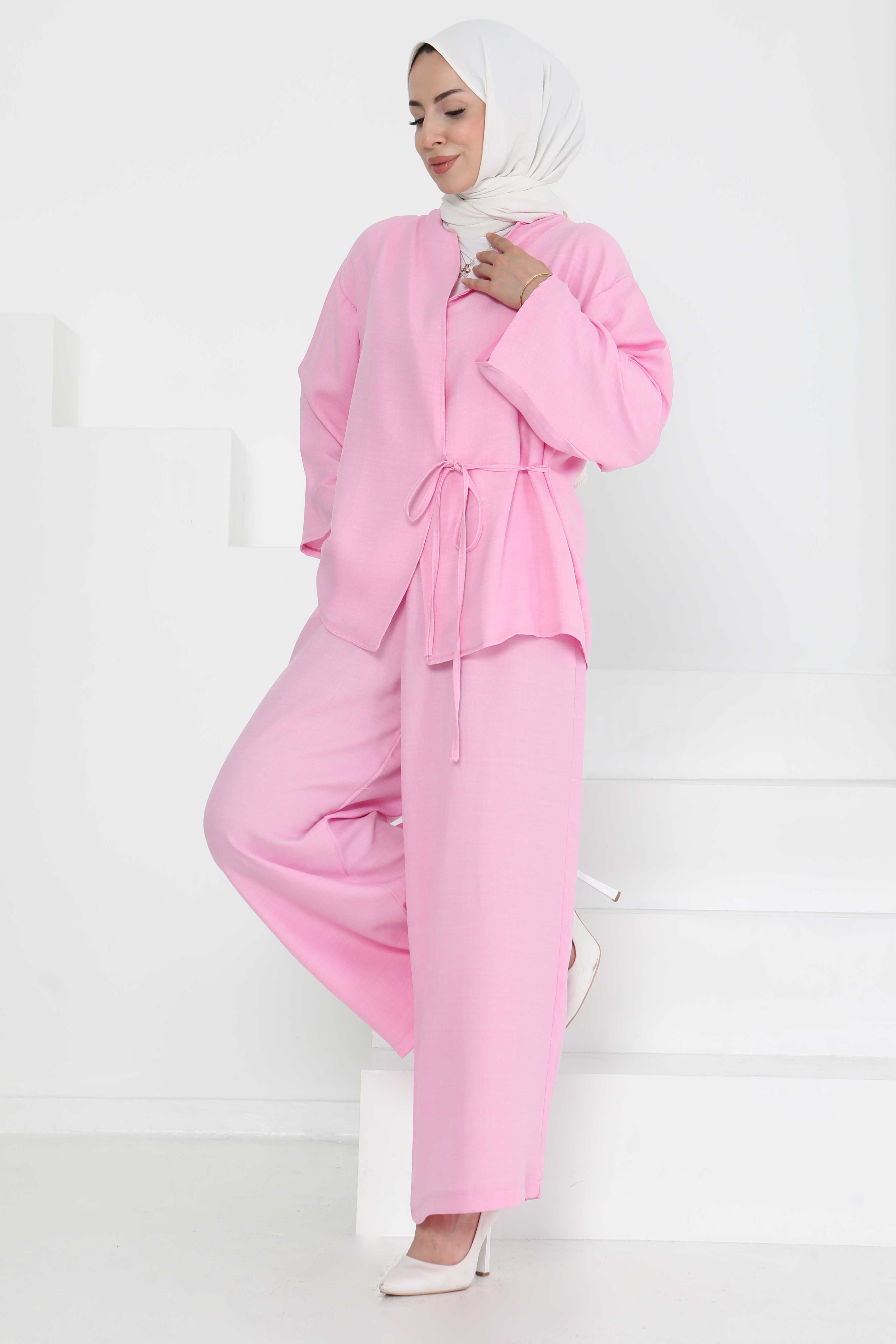 Bağlamalı Ceket Pantolon - 27258 - 4