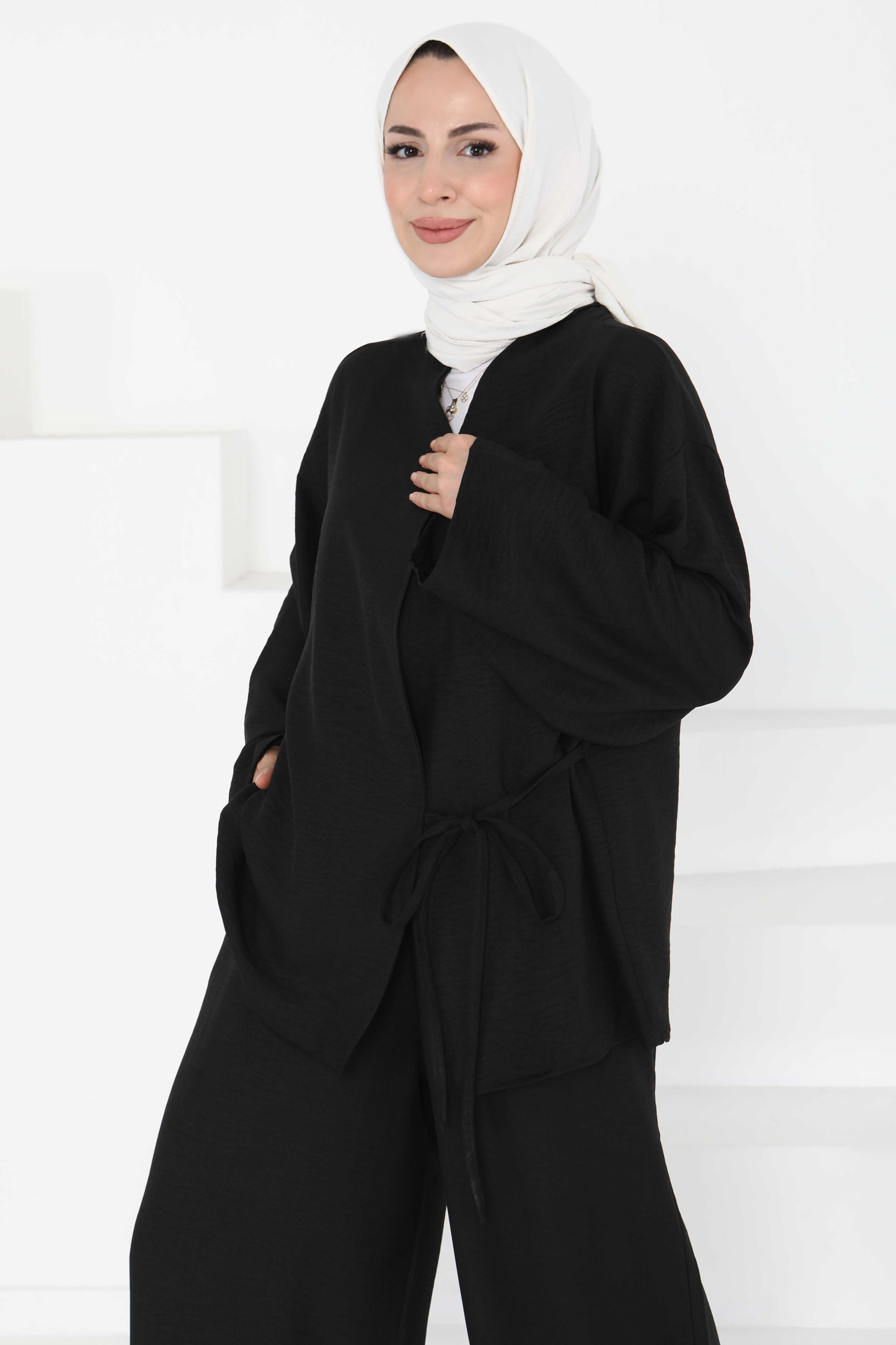 Bağlamalı Ceket Pantolon - 27258 - 4