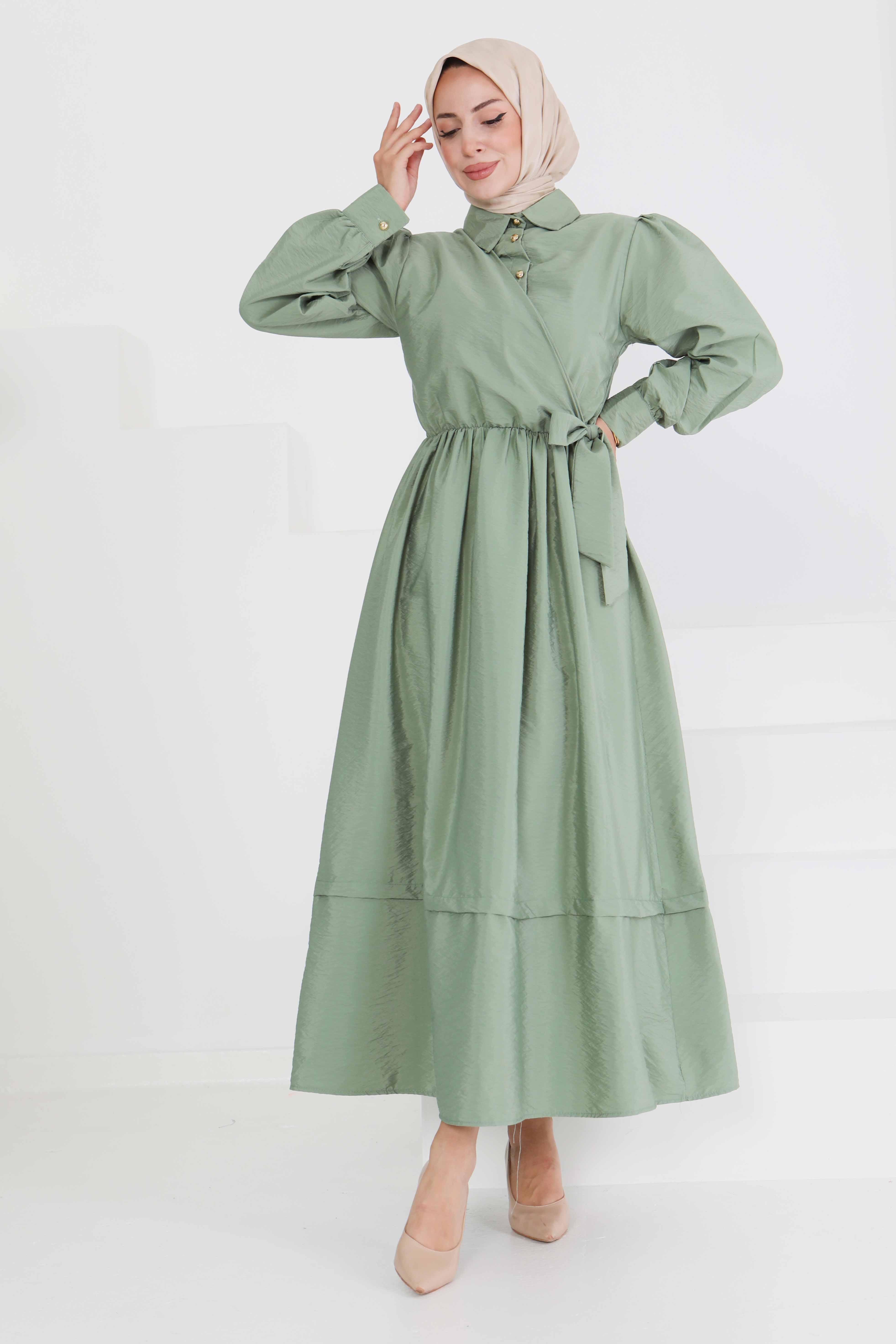 Bağlamalı Elbise - 27186 - 4