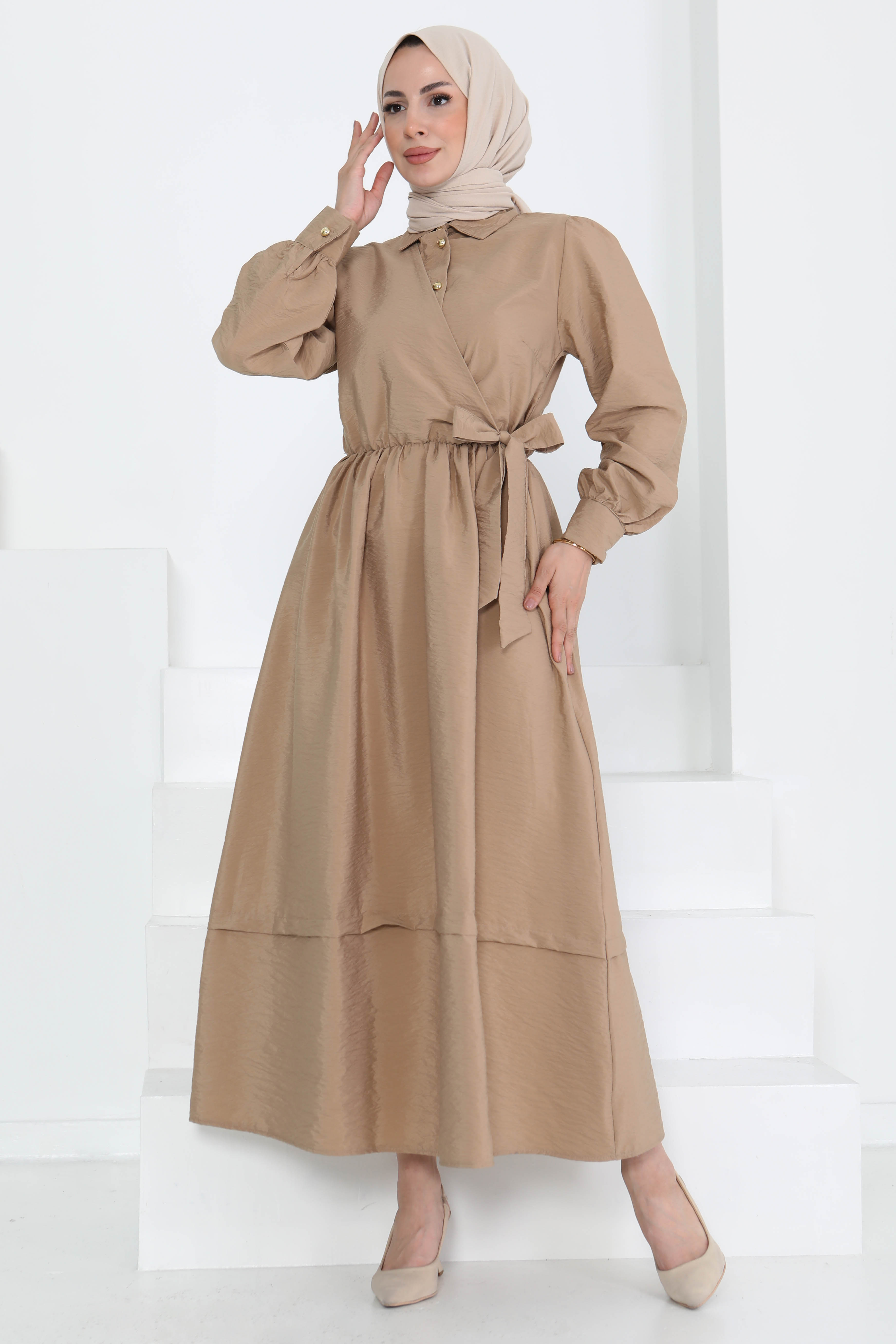 Bağlamalı Elbise - 27186 - 1