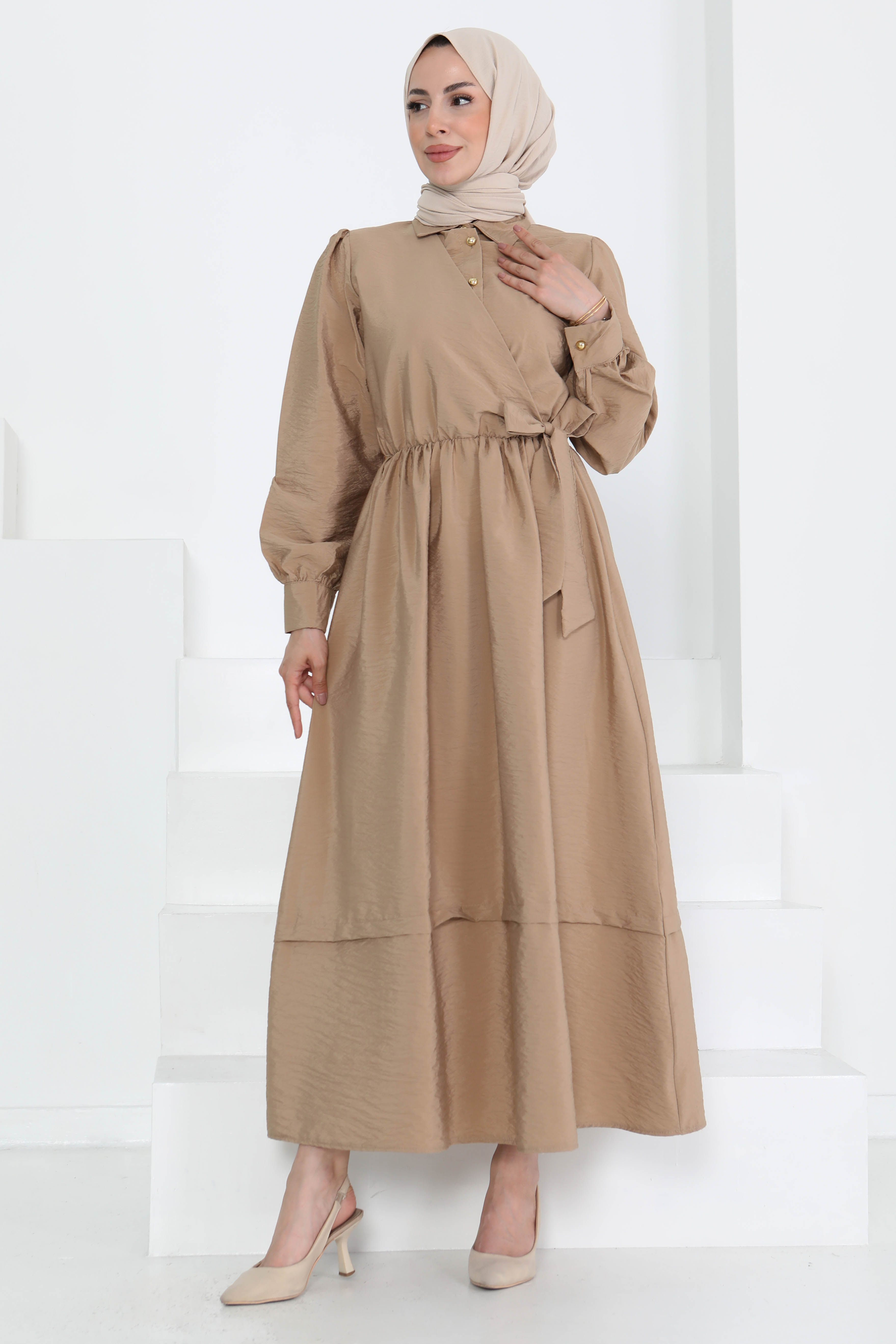 Bağlamalı Elbise - 27186 - 4
