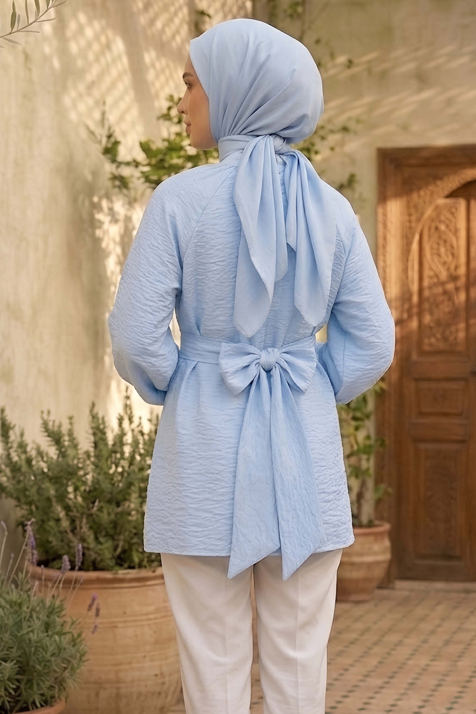 Bağlamalı Güllü Bluz Bebe Mavi - 28812-BEBE-MAVI - 3