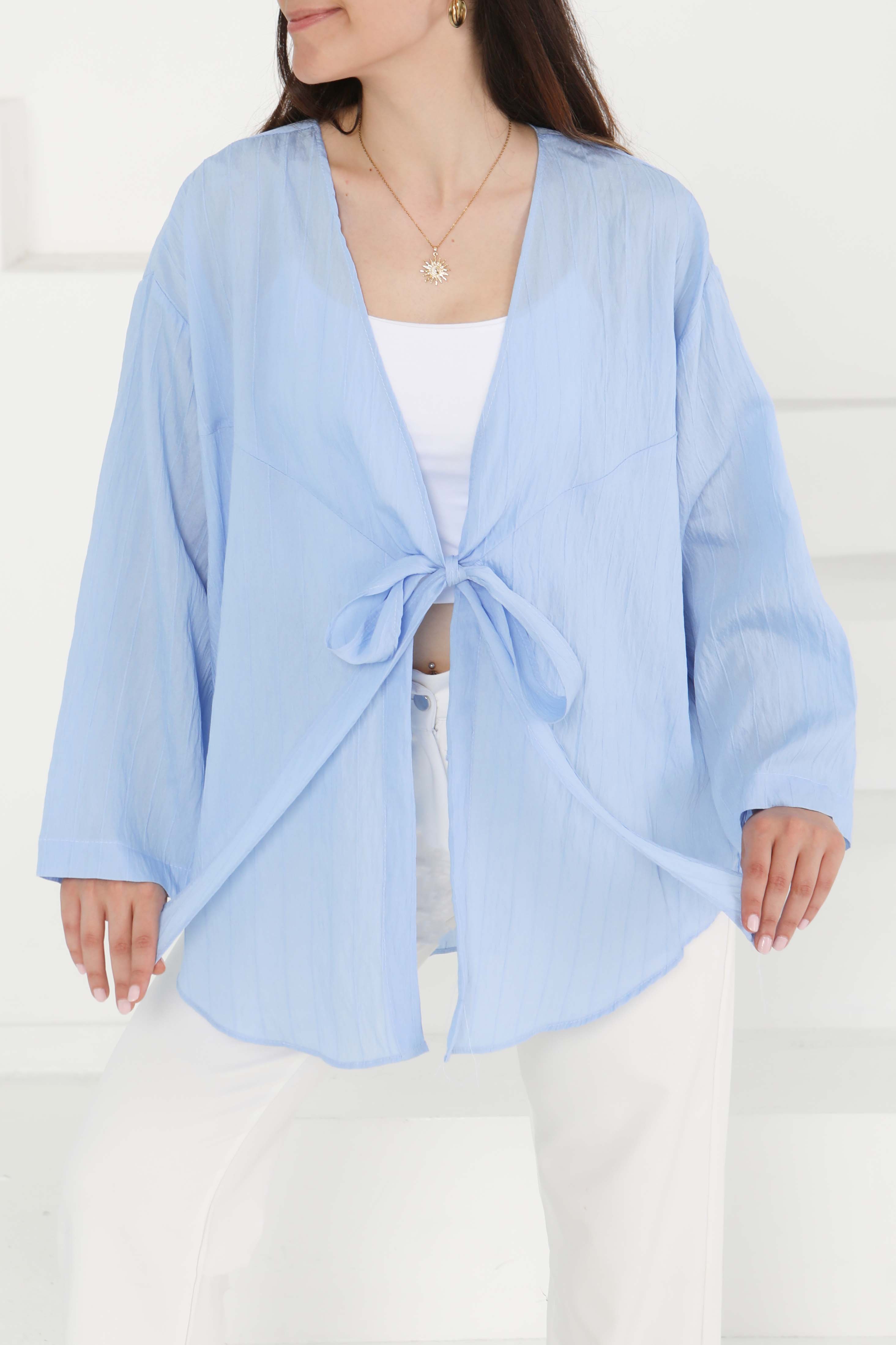 Bağlamalı Kimono Mavi - 27388 - 1