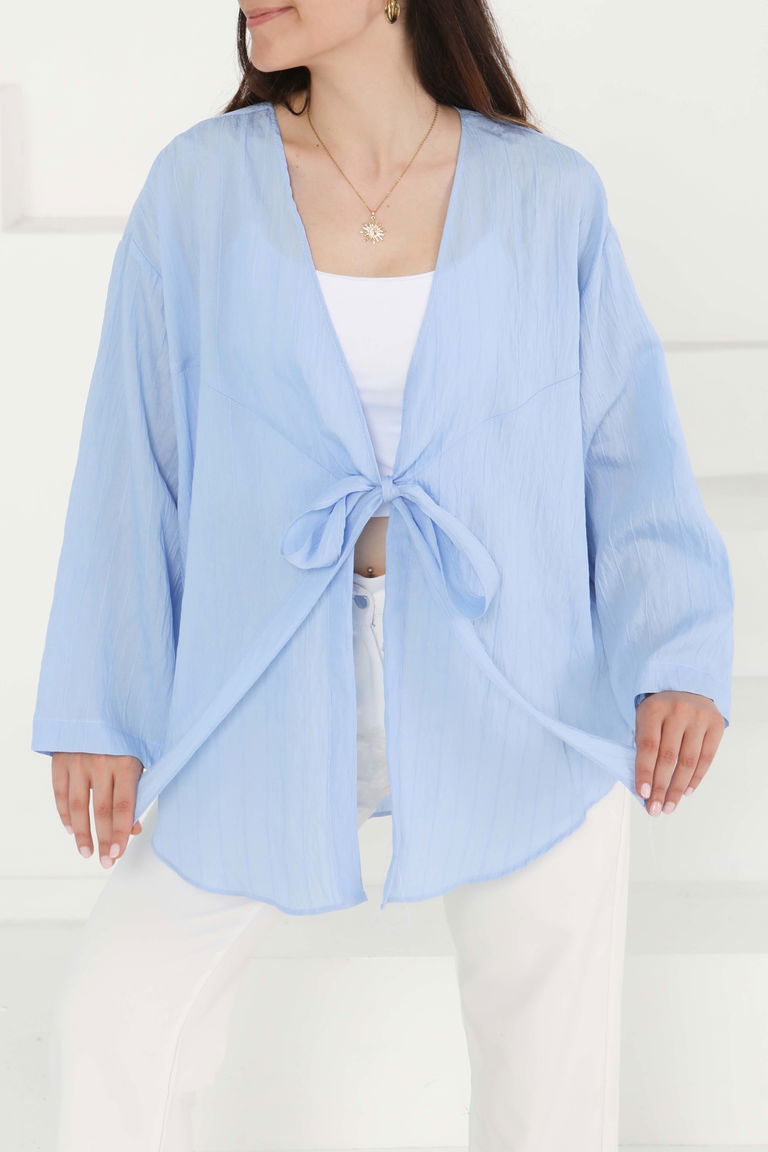 Bağlamalı Kimono Mavi - 27388 - TOFİSA