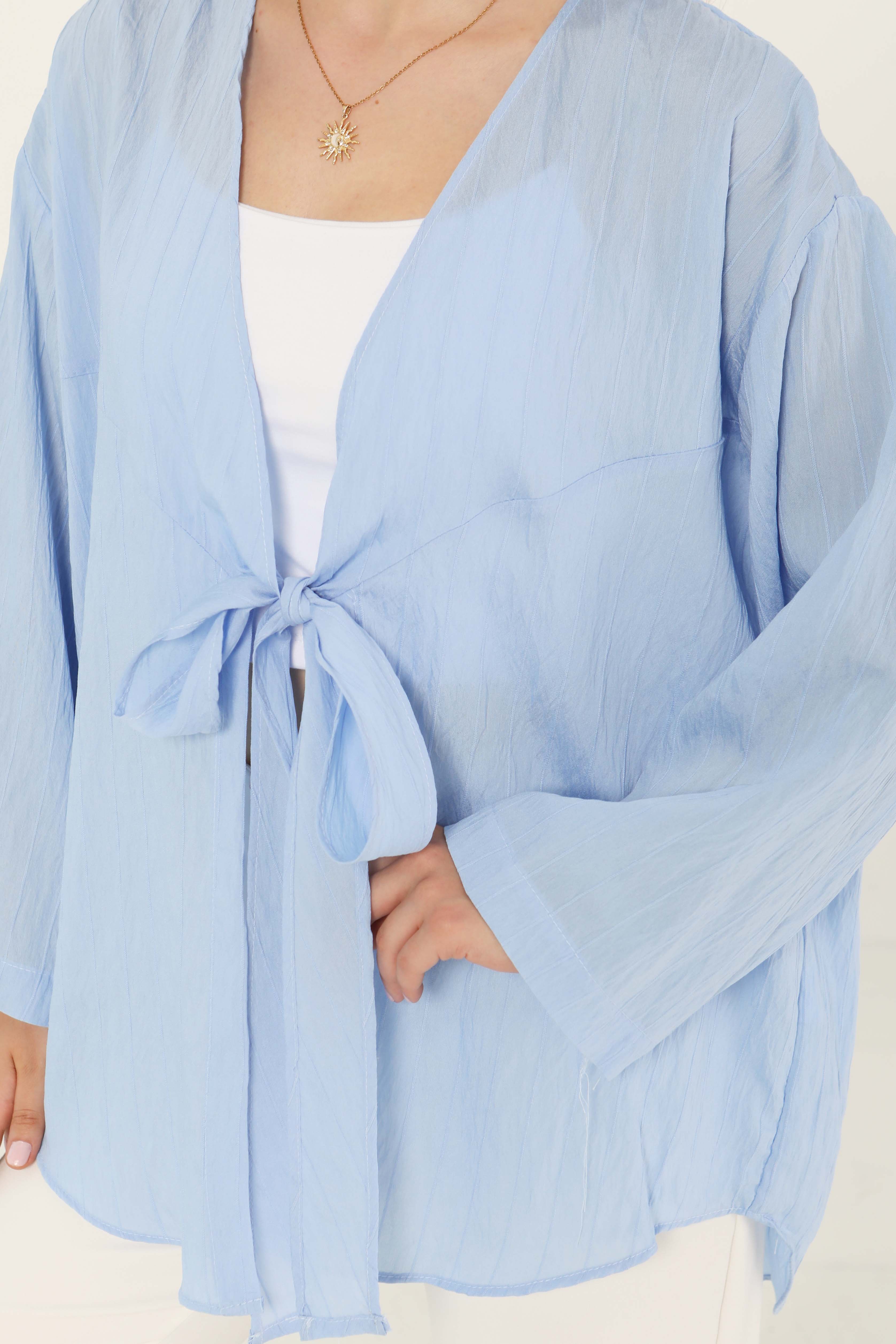 Bağlamalı Kimono Mavi - 27388 - 4