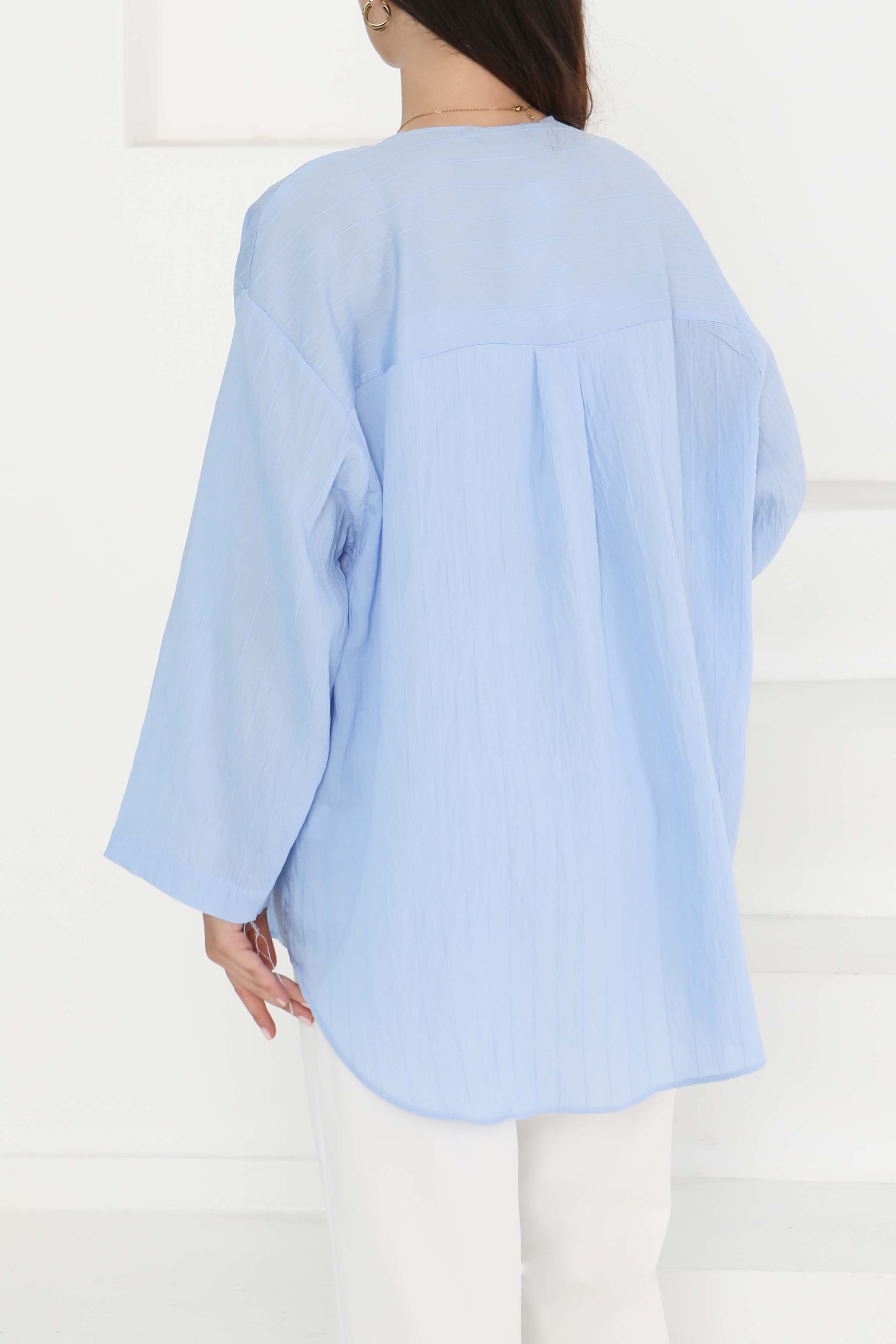 Bağlamalı Kimono Mavi - 27388 - 5