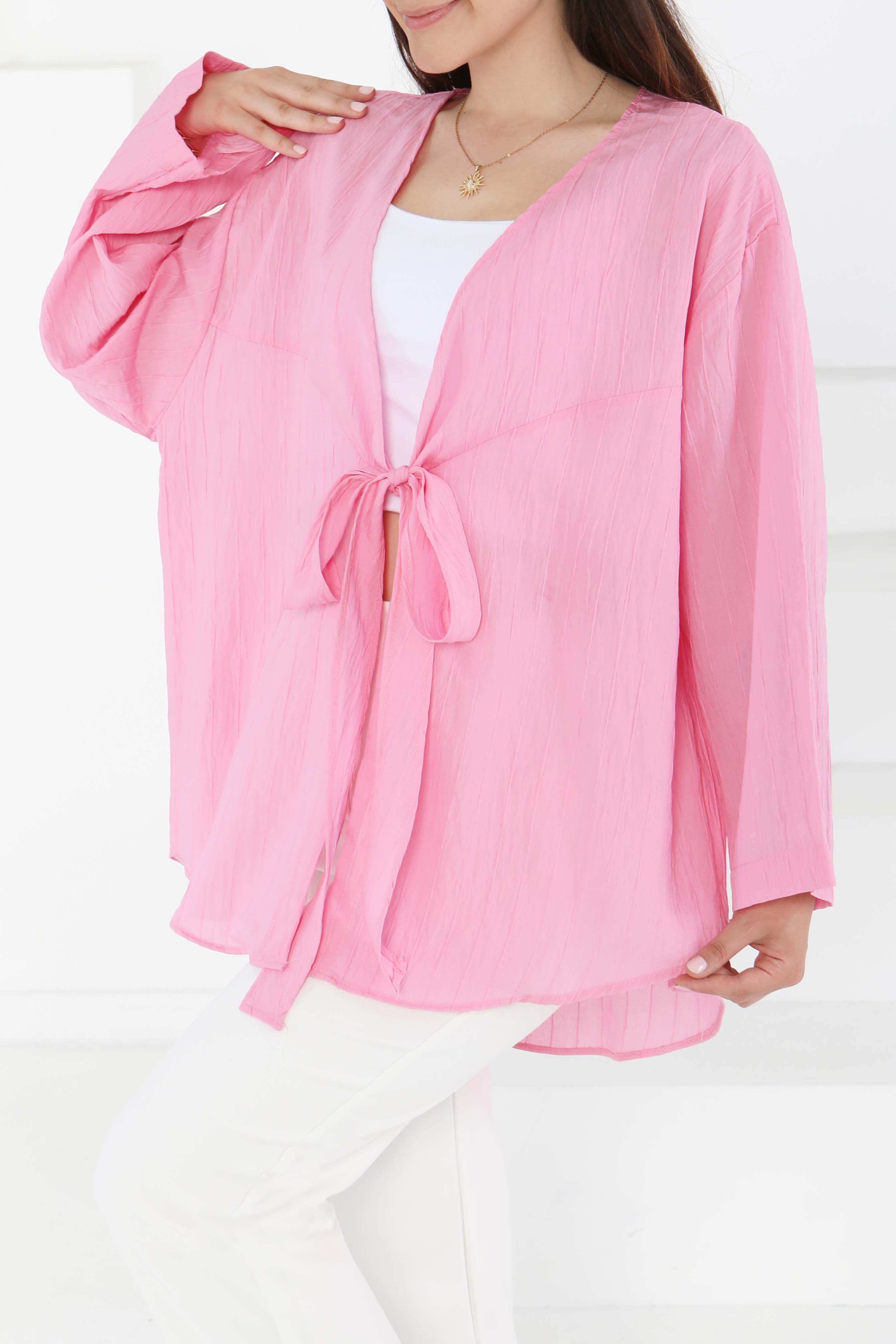Bağlamalı Kimono Pembe - 27388 - 3