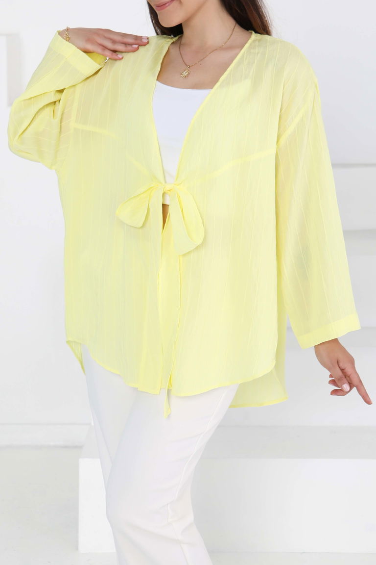 Bağlamalı Kimono Sari - 27388 - TOFİSA