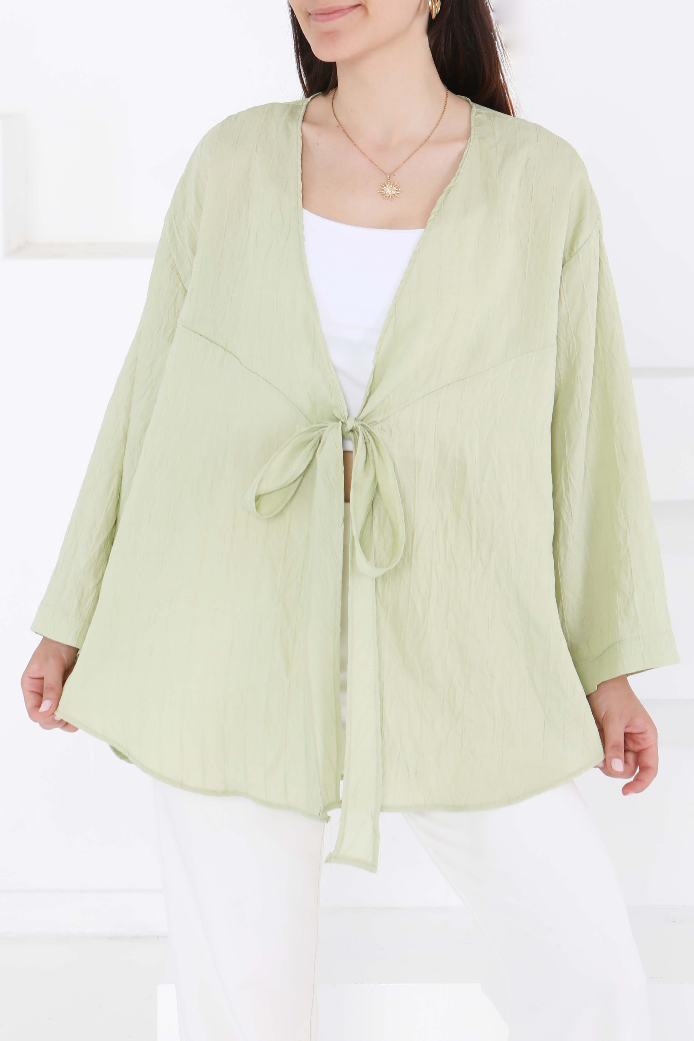 Bağlamalı Kimono Yeşil - 27388 - 1