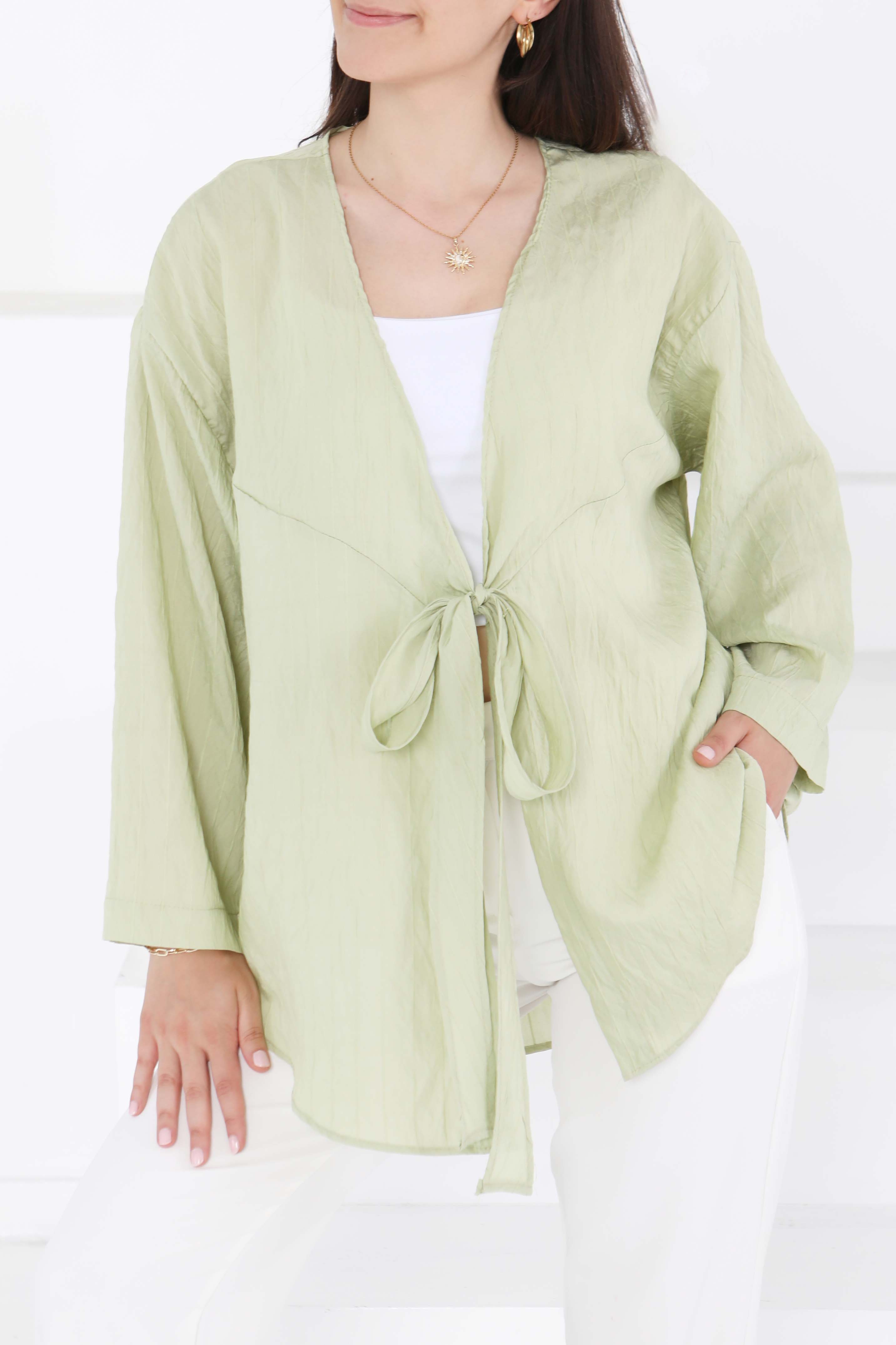 Bağlamalı Kimono Yeşil - 27388 - 2