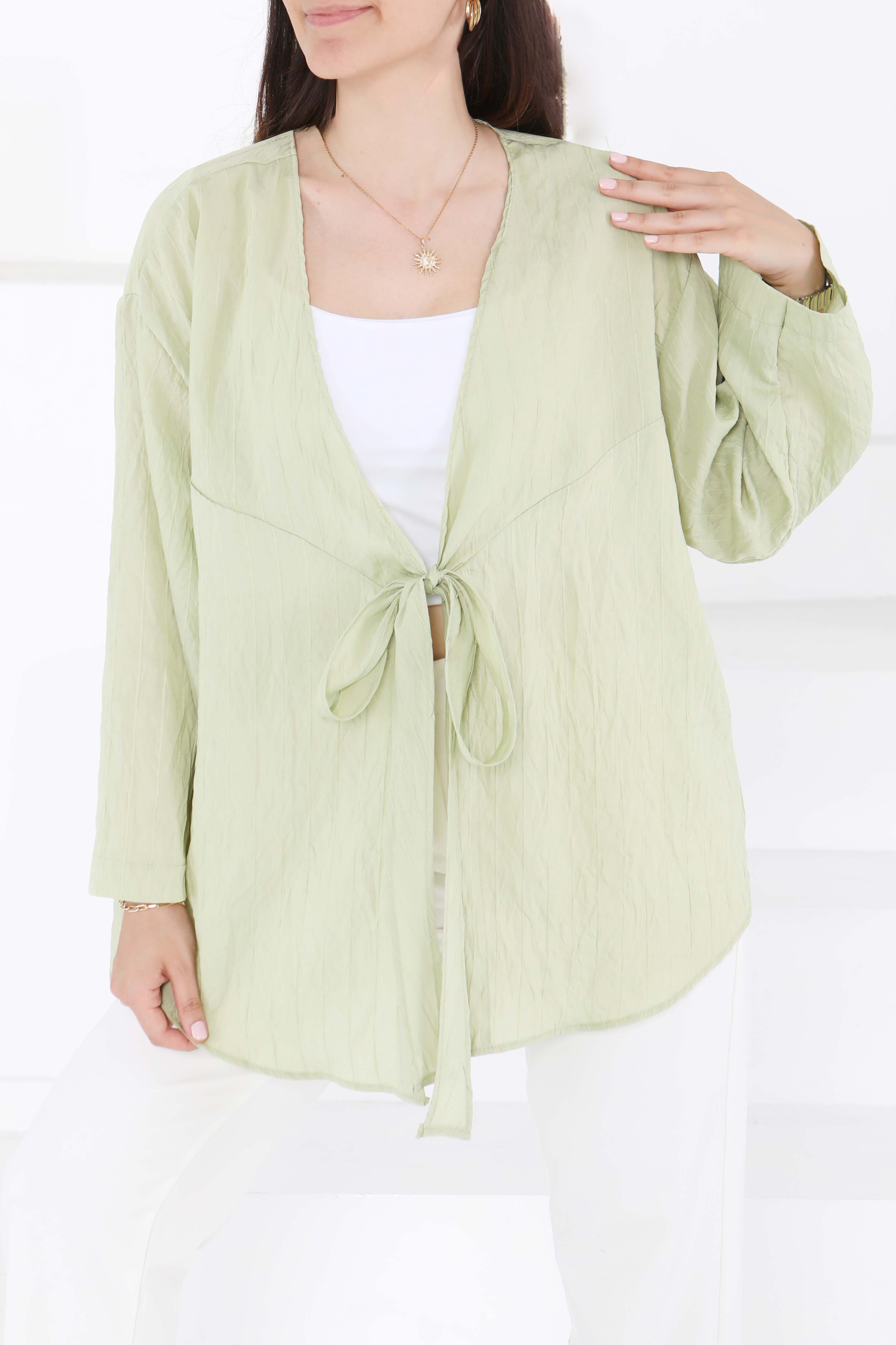 Bağlamalı Kimono Yeşil - 27388 - 4
