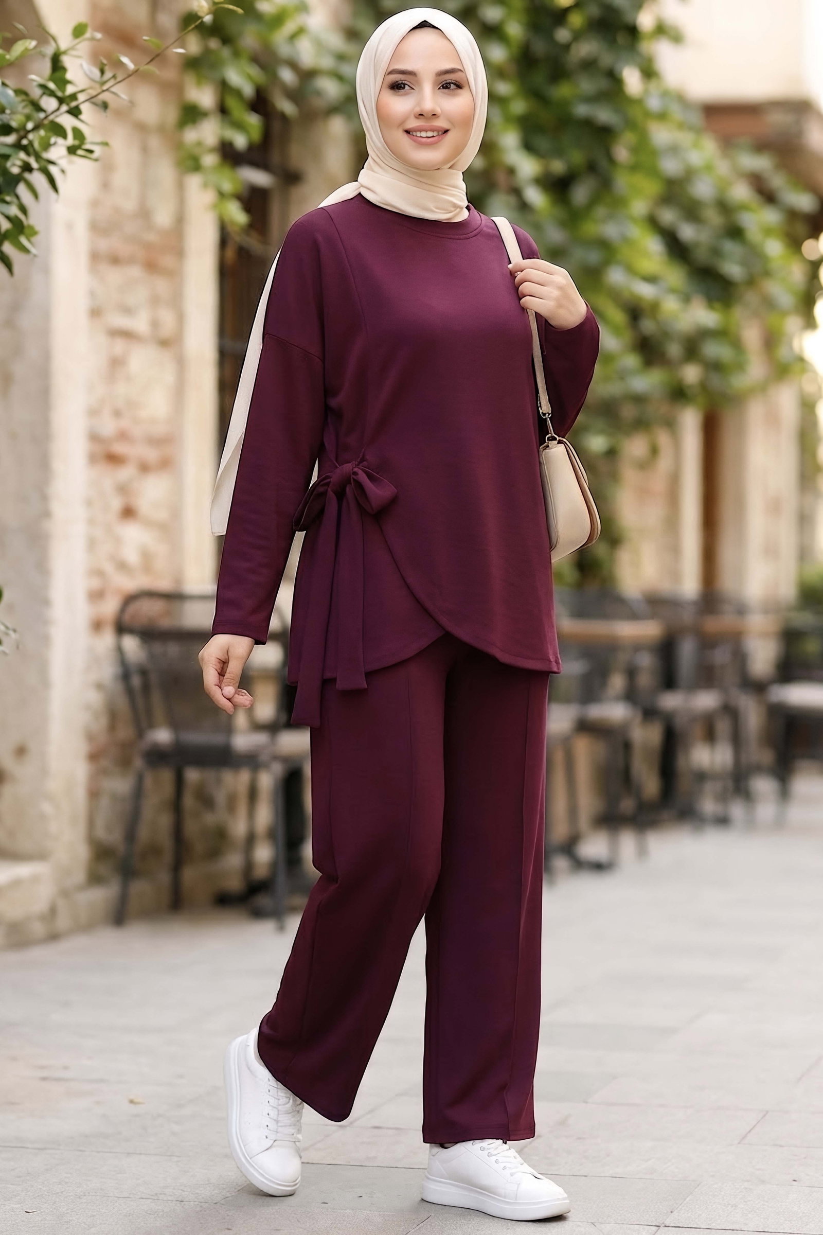 Bağlamalı Oysh Modal İkili Takım Bordo - 29156-BORDO - 1