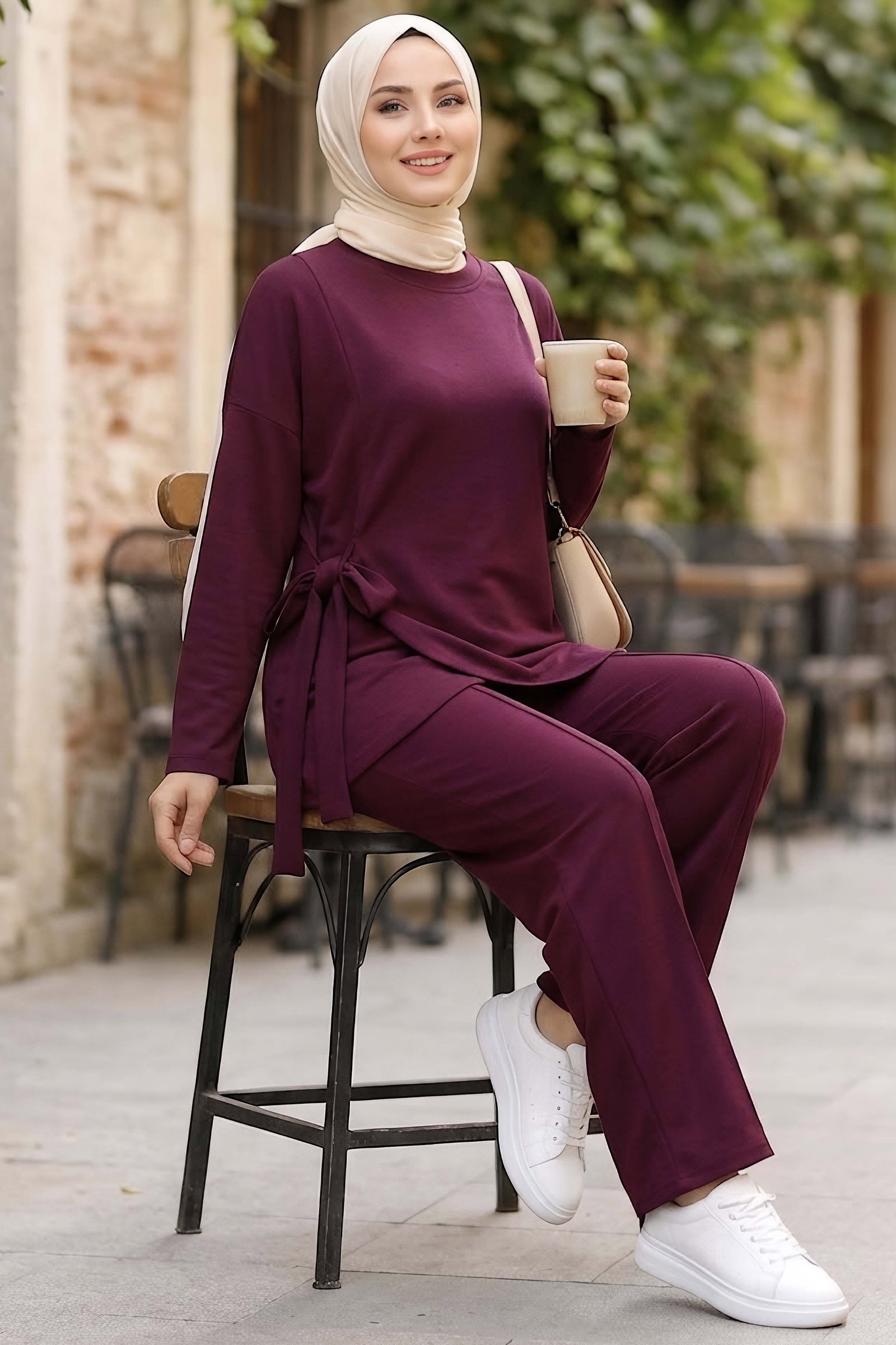 Bağlamalı Oysh Modal İkili Takım Bordo - 29156-BORDO - 2